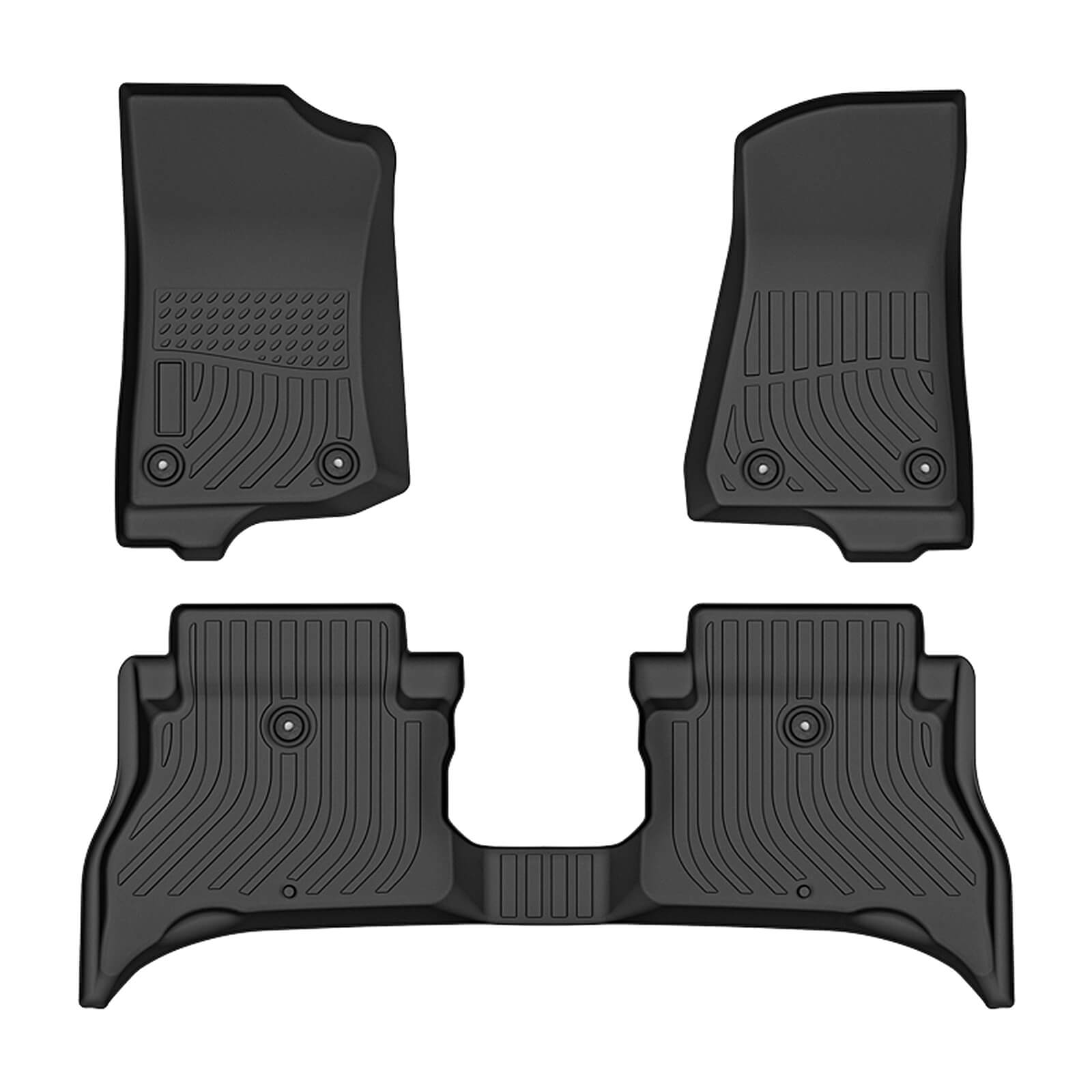 YHTAUTO Floor Mats Fit 2021-2026 Jeep Wrangler 4 Door (Non JK or 4XE), All Weather Floor Mats TPE Car Mats Floor Liners, 1st & 2nd Row, Set of 3 YHTAUTO Floor Mats Fit 2021-2026 Jeep Wrangler 4 Door (Non JK or 4XE), All Weather Floor Mats TPE Car Mats Floor Liners, 1st & 2nd Row, Set of 3