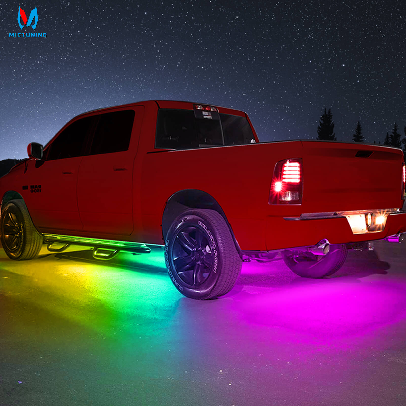 N8 Aluminum LED Car Underglow Light Kit, Exterior Underbody Light Strip 8PCS - Remote & Key Fob Dual Control(RGBW/RGB+IC)