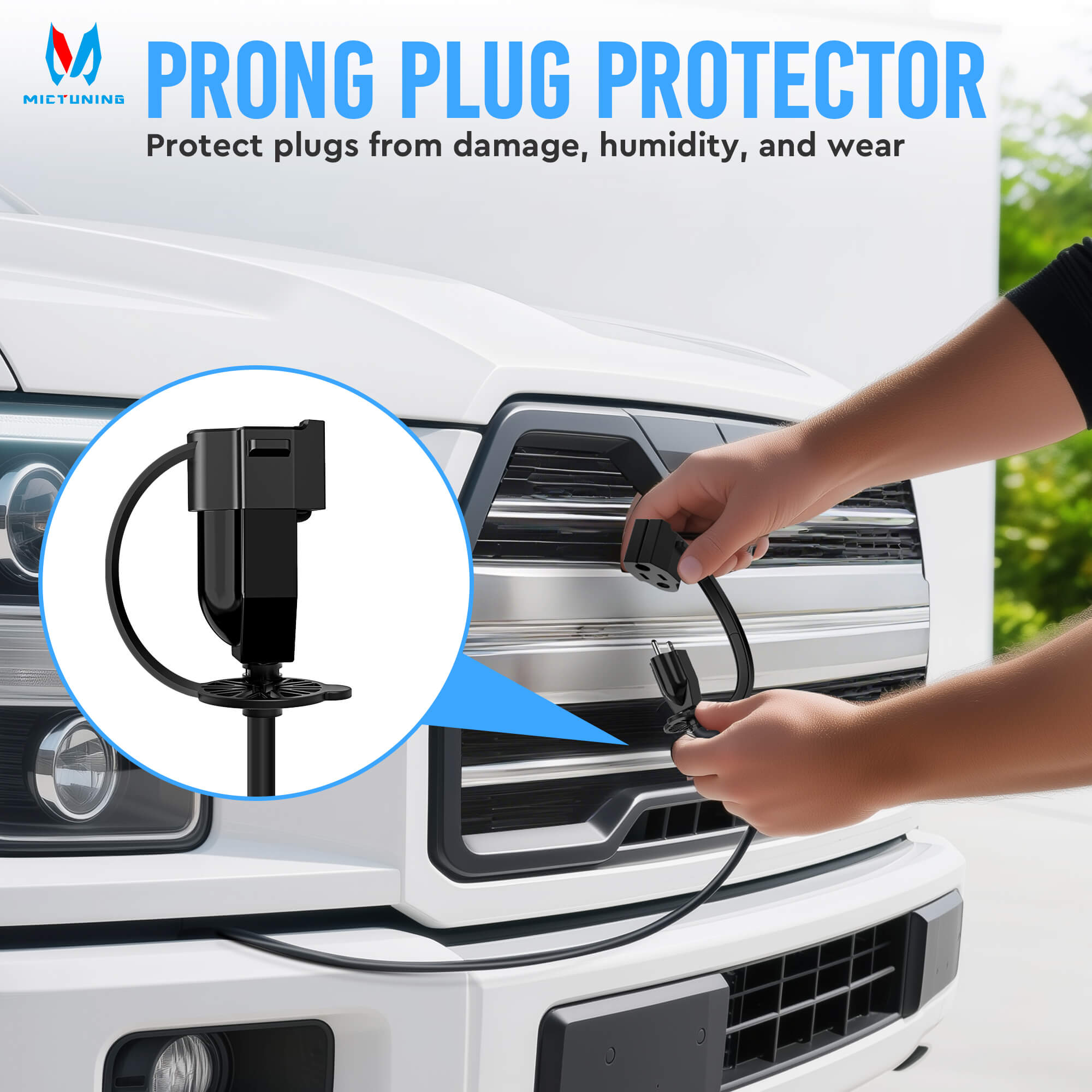 Prong Protector Outdoor Plug Cover for 3-Prong 120V Outdoor Extension Cord Shield Cap End for Heater Block Trickle Charger Power Cable