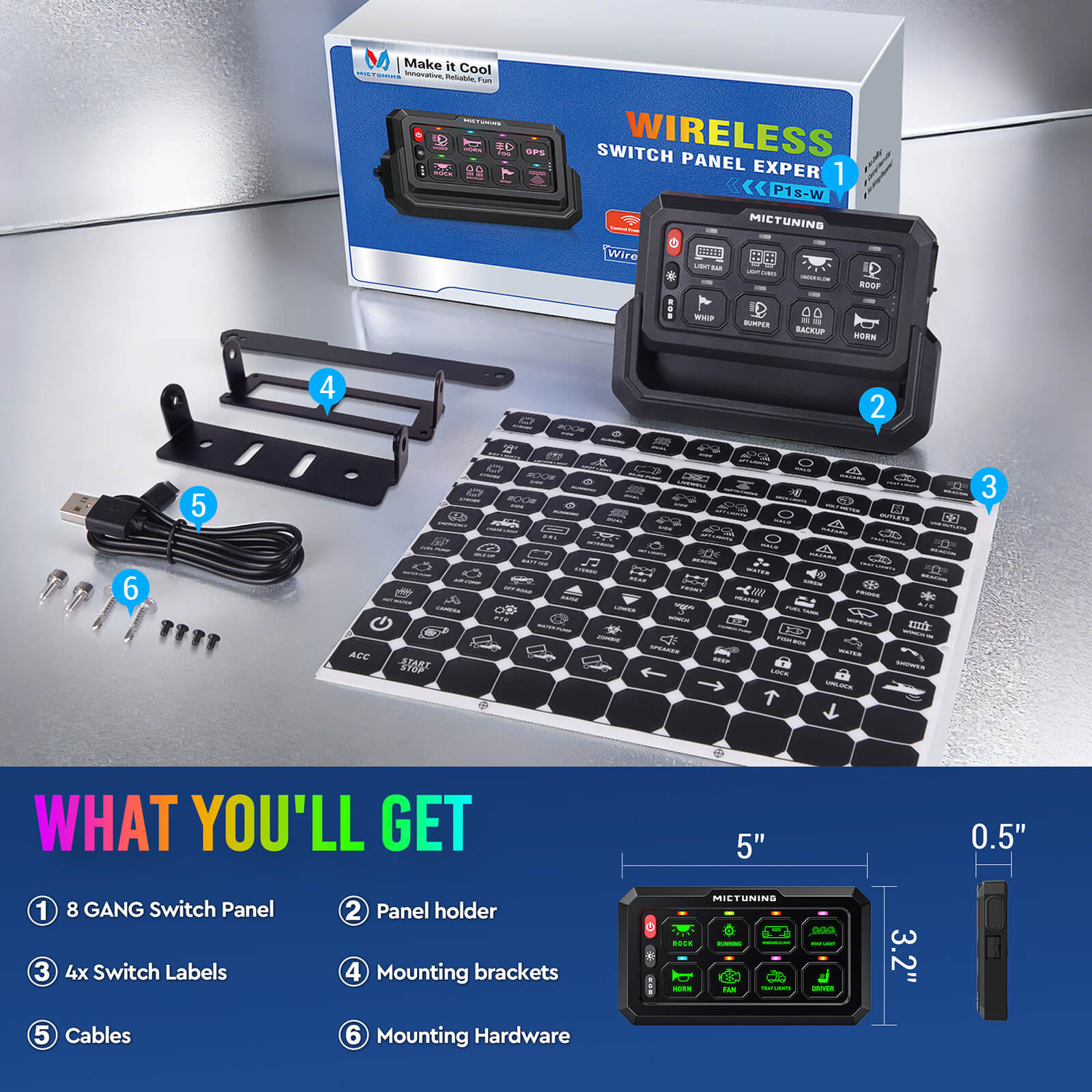 P1s-W Wireless Add-On Panel – Panel Only, No Power Hub Included