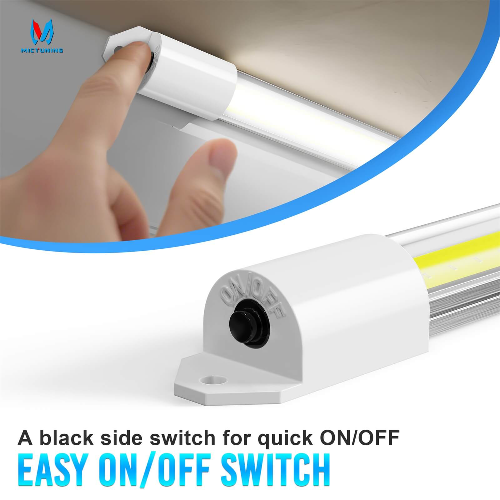 COB LED Interior Light Bar 4pcs, 6000K Strip Lights with ON/Off Switch, for Enclosed Cargo Trailer Car RV