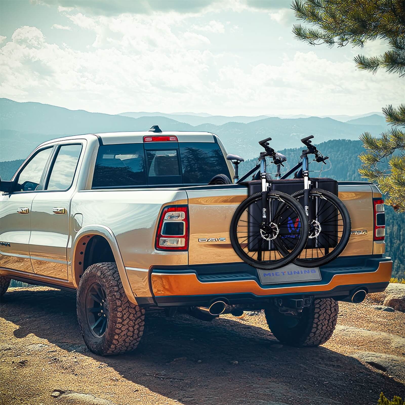Tailgate Bike Pad for Mountain Bike, Secure 2 Bikes/5 Bikes on Truck, with Reflective Strips and Tool Pocket