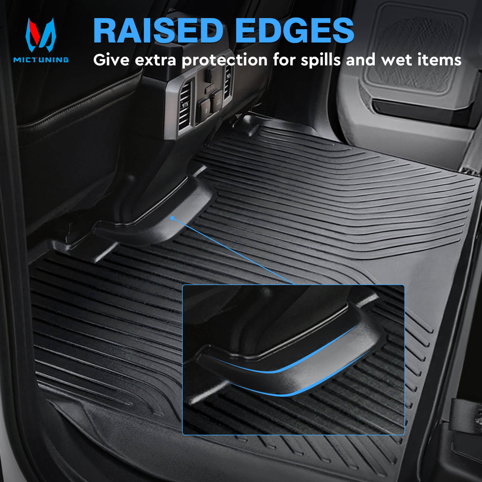 Ford F-150 SuperCrew Cab 2015-2022 Floor Mats, 1st & 2nd Row Liner Set Custom Fit