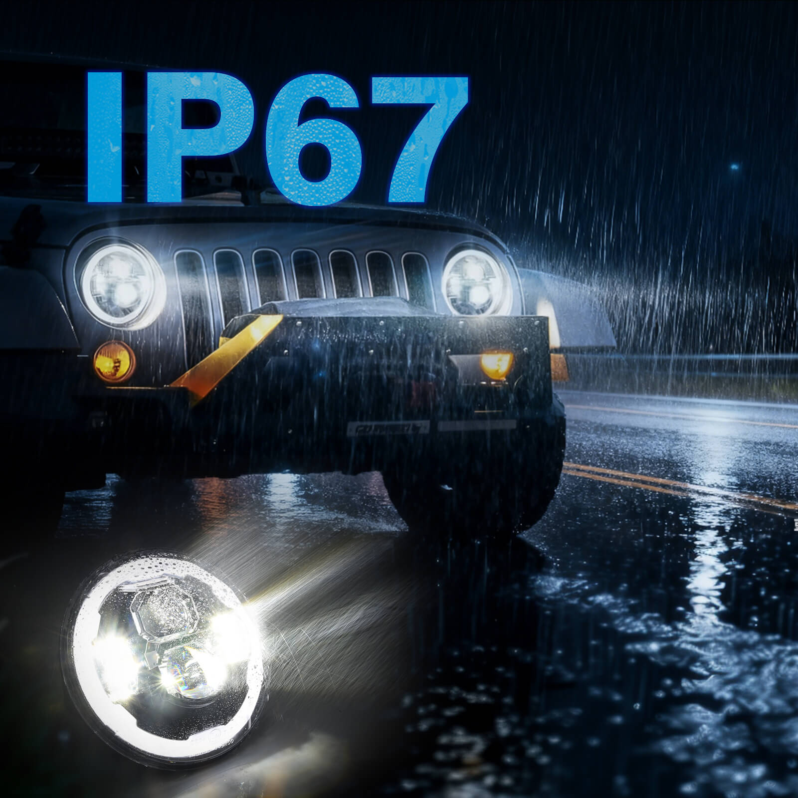 7 Inch Round LED Headlights with Hi/Lo Beam DRL Turn Signal, Compatible with Jeep Wrangler JK JKU TJ LJ,Chevy, Anti-glare, Plug and Play, IP67 Waterproof