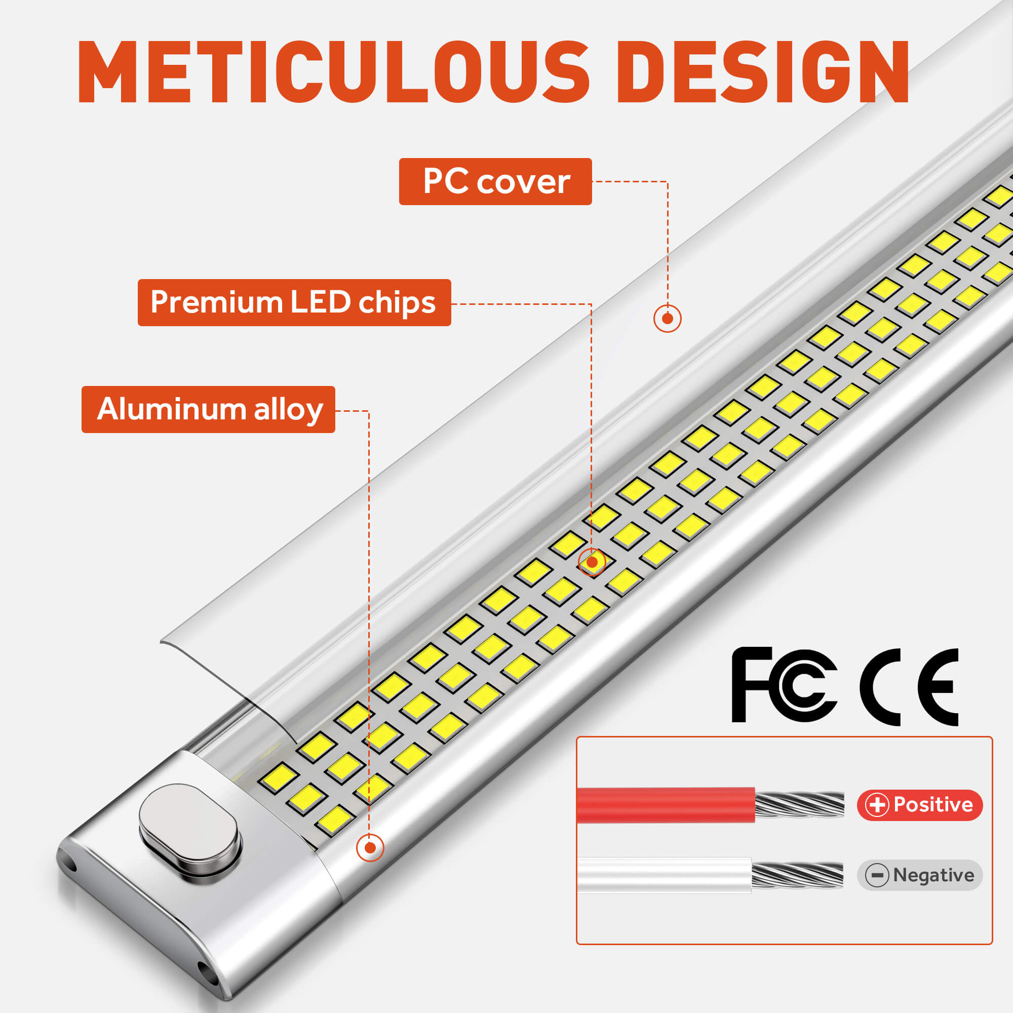 12V LED Interior Light Bar, 168LEDs 16W Led Strip Lights with ON/Off Switch, for Enclosed Cargo Trailer Car RV(2 Pack)