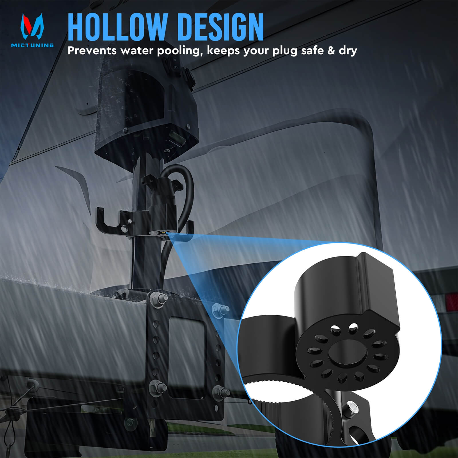 Trailer Towing Chain Organizer, 7-Way Plug Holder with Hollow Bottom, Heavy-Duty RV Tongue Jack Accessories