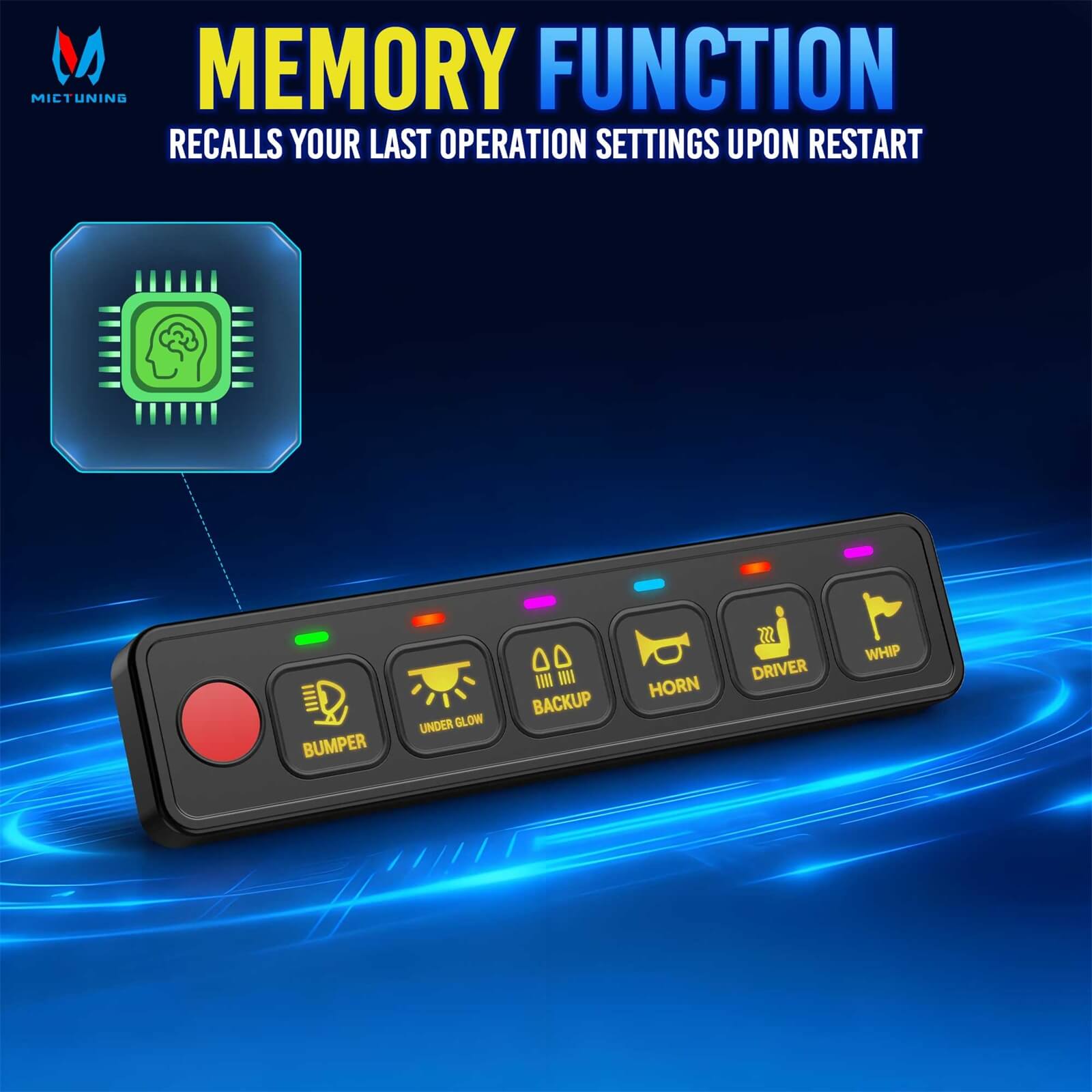 AS-40/AS-60 4 Gang/6 Gang Switch Panel, High Power Multifunction Toggle Momentary Strobe Circuit Control Relay System Box with Strong Adhesive