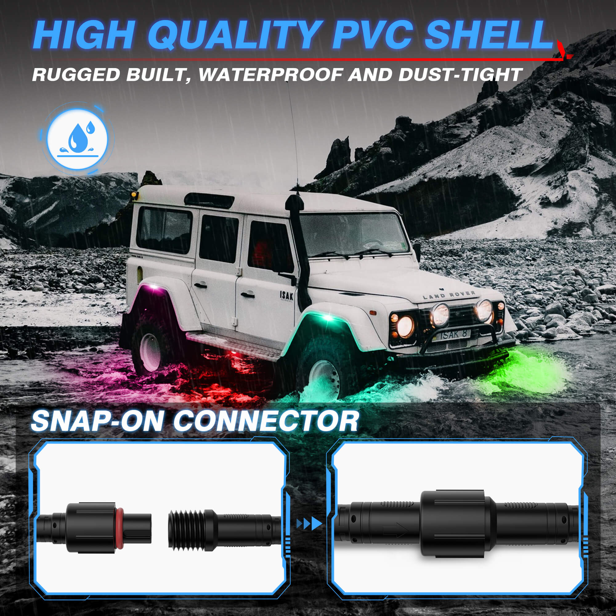 6.56FT 3-Pin Extension Cord Wire Cable for RGB+IC C2, Q1, V1, W1 Series Lights, P1B Switch Panel and Mictuning Whip Lights(Except for Whipless Whip Lights)