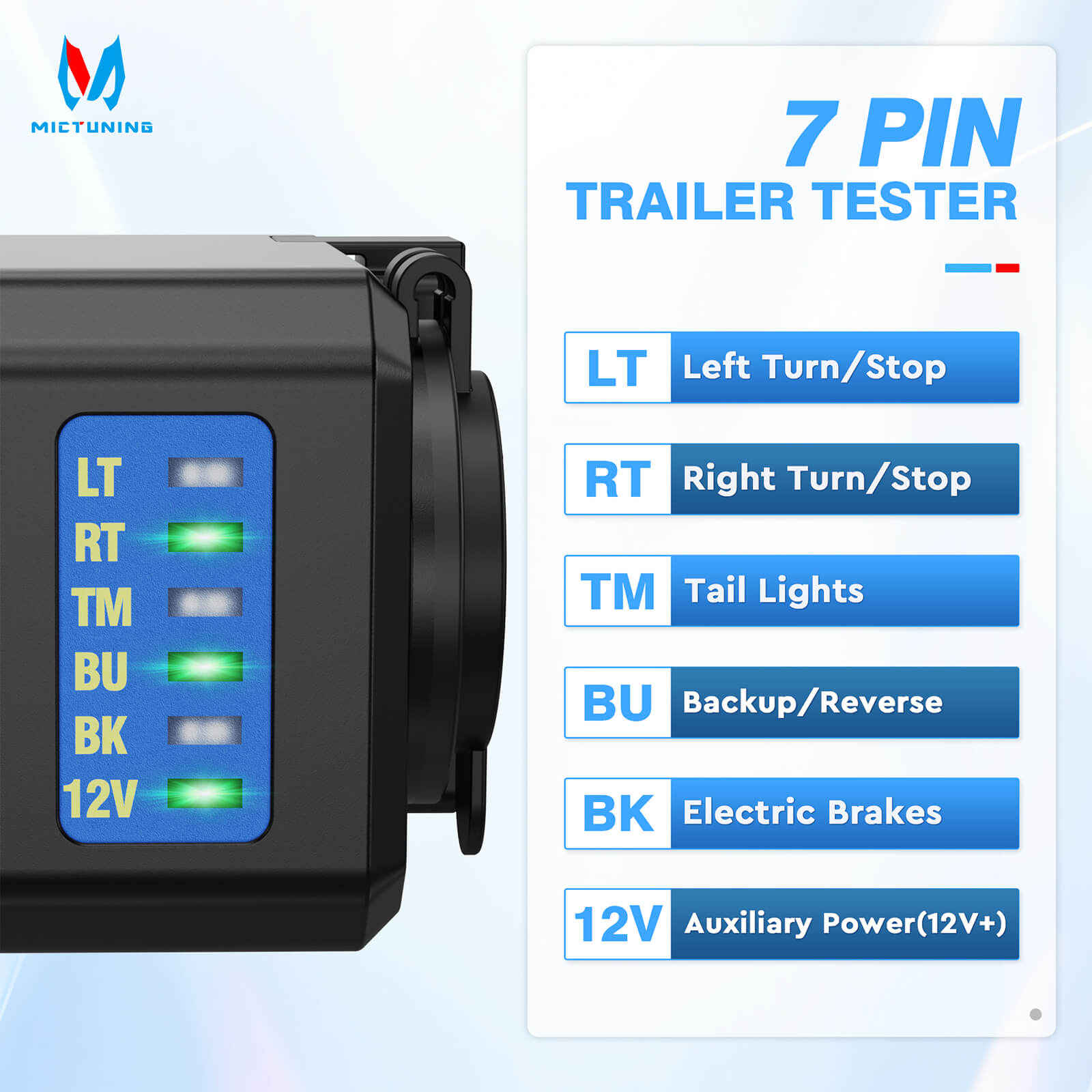7 Way to 4 and 5 Way Trailer Light Adapter, 7 Pin RV Blade to 4/5 Pin Flat 12V Power Adapter with LED Circuit Tester