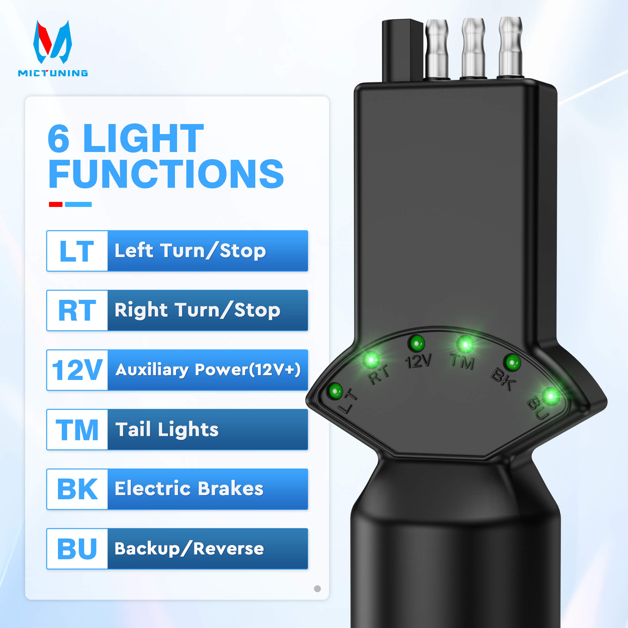 4 and 7 Pin Trailer Plug Tester, Multi-Function 7 Way Blade & 4 Pin Flat Trailer Light Circuit Tester with 6 LED Indicators