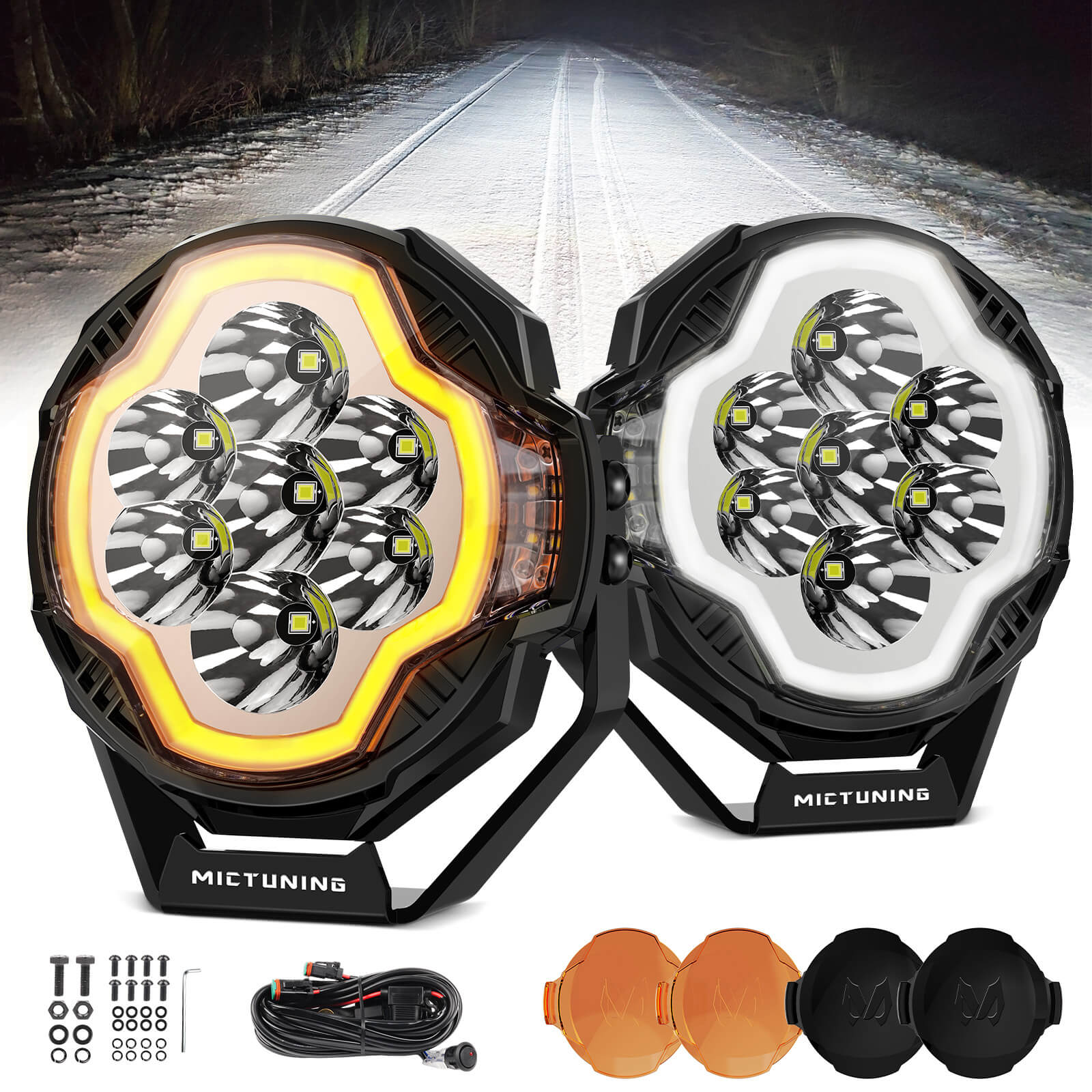 K8 Halo UltraSpot Pod Light 5-Inch, Offroad Spot Beam Maximum Long Distance, LED Side Shooter, IP68 Waterproof Fog Lamp, Pair