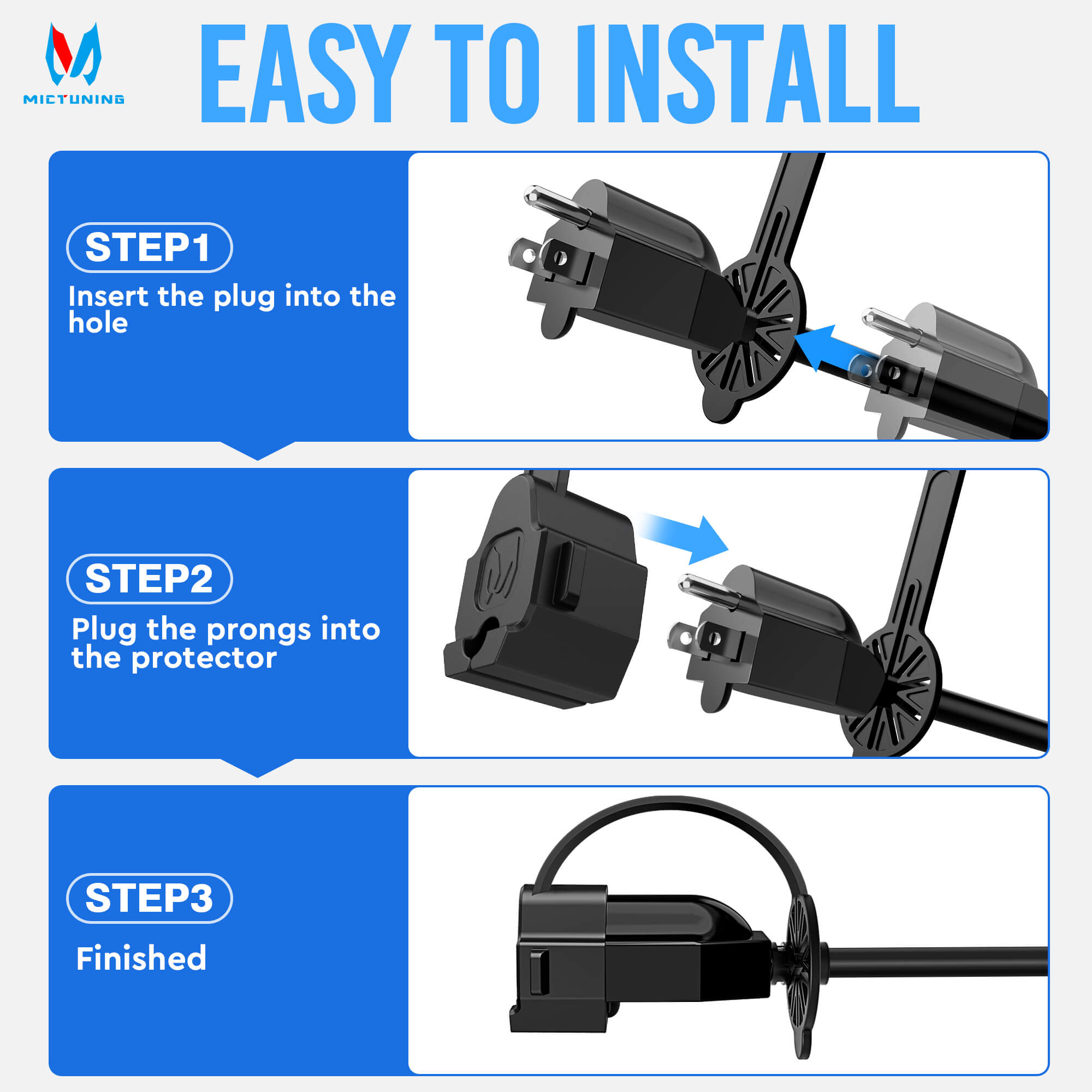 Prong Protector Outdoor Plug Cover for 3-Prong 120V Outdoor Extension Cord Shield Cap End for Heater Block Trickle Charger Power Cable