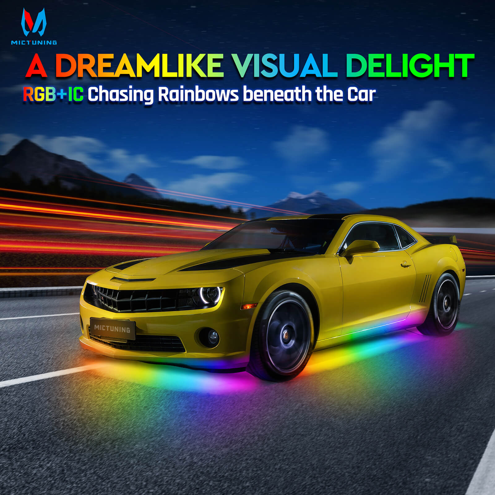 N8 Aluminum LED Car Underglow Light Kit, Exterior Underbody Multicolor Light Strip 8PCS - App+Remote Control(RGBW/RGB+IC)