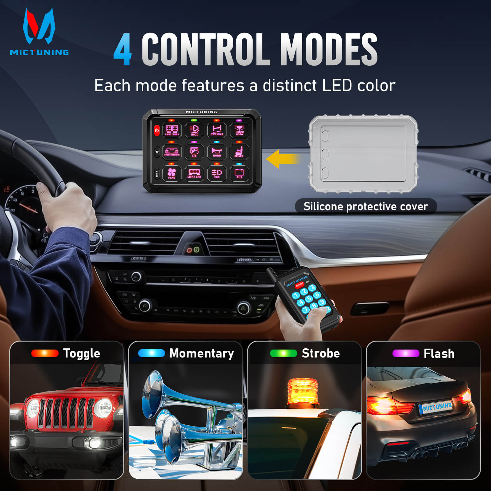 Upgraded P1Y RGB Switch Panel with Wireless Remote+App Control, 6/8/12 Gang, Circuit Box Toggle Switch Momentary Circuit 230FT Control Relay System