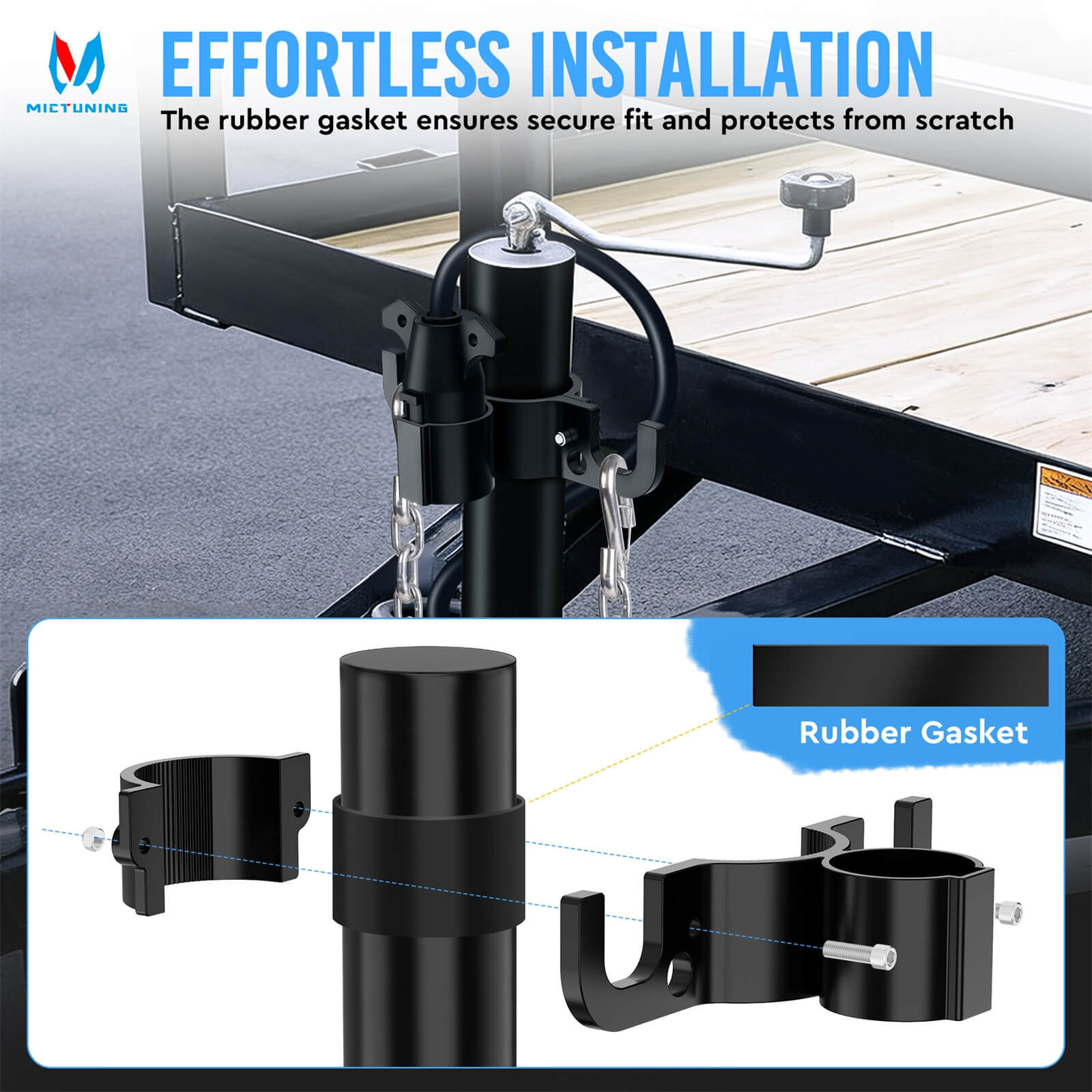 Trailer Towing Chain Organizer, 7-Way Plug Holder with Hollow Bottom, Heavy-Duty RV Tongue Jack Accessories