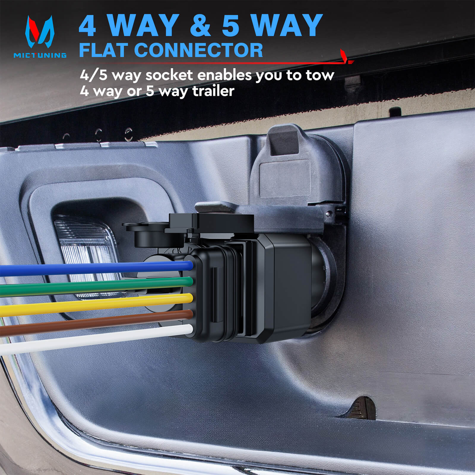 7 Way to 4 and 5 Way Trailer Light Adapter, 7 Pin RV Blade to 4/5 Pin Flat 12V Power Adapter with LED Circuit Tester