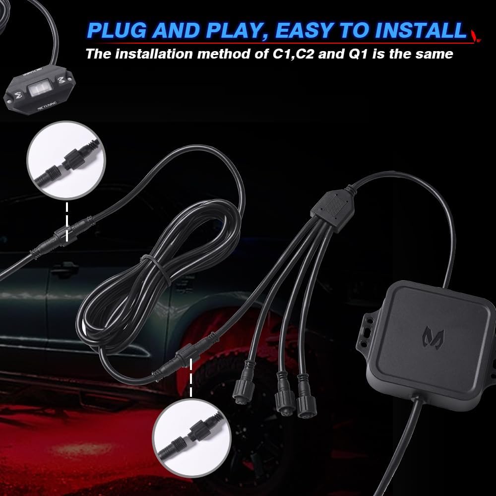 10FT 5Pin Extension Wire Cable Cord for C1 C2 C4 Q1 RGBW Series LED Rock Lights, V1 RGBW Wheel Ring Lights(2 Pack)