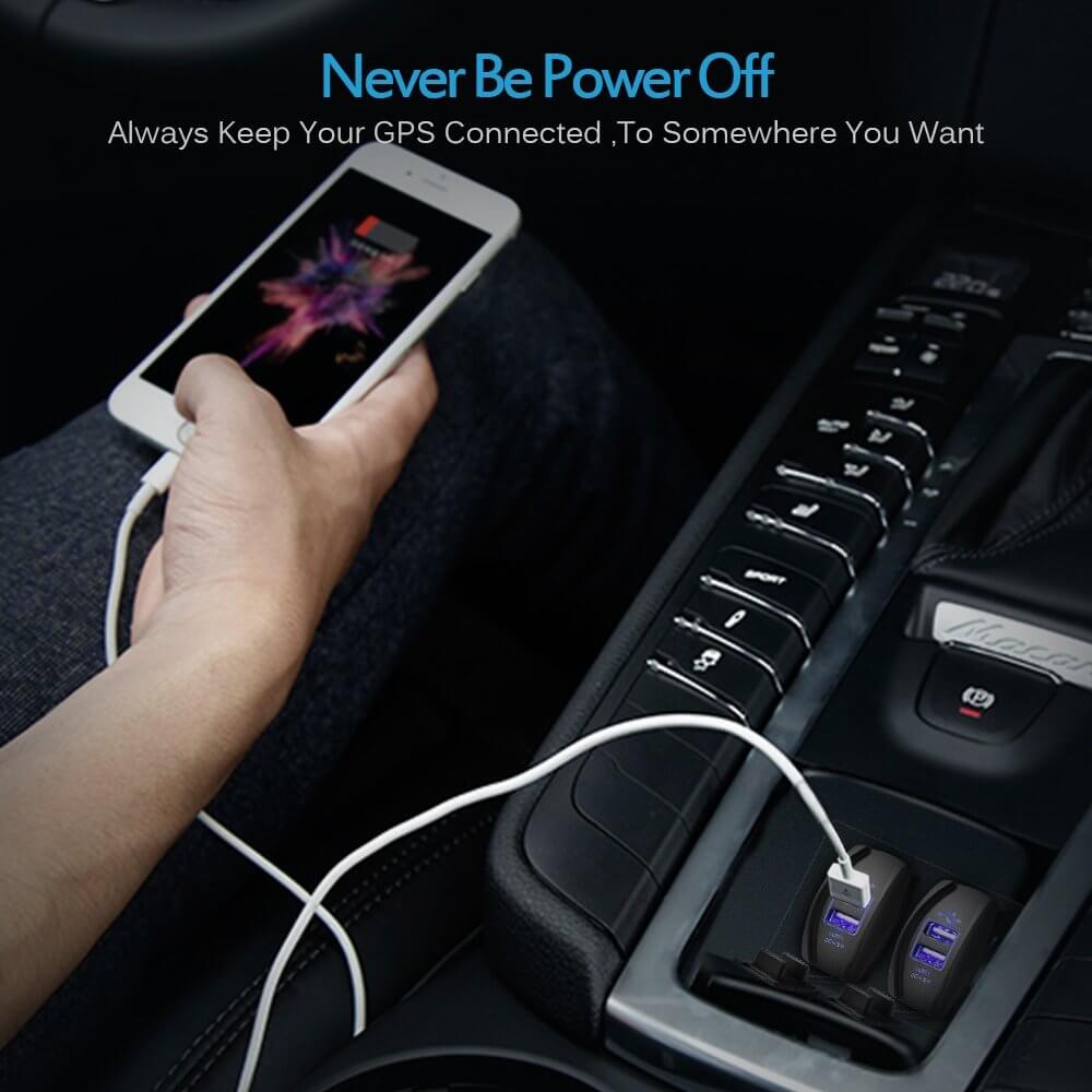 Universal Rocker Style Car USB Charger with Blue/Green/Red LED Light Dual USB Power Socket for Rocker Switch Panel