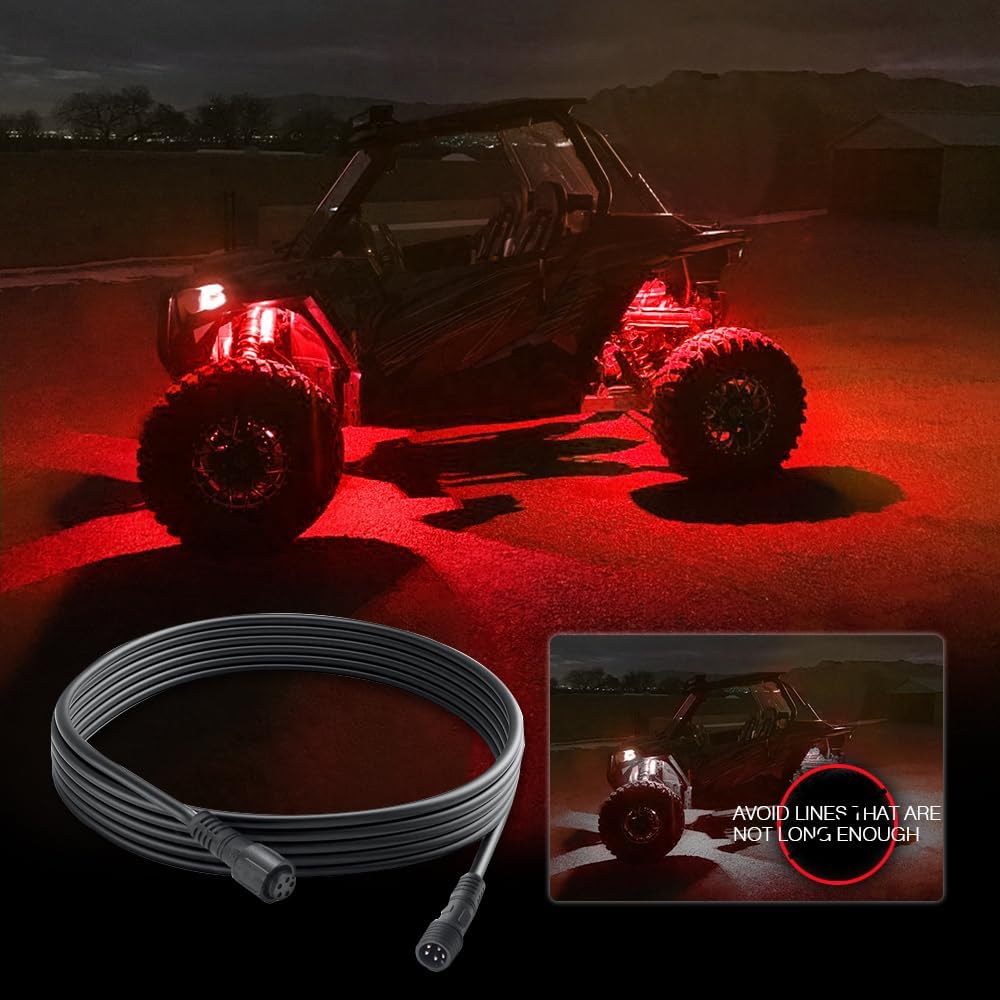 10FT 5Pin Extension Wire Cable Cord for C1 C2 C4 Q1 RGBW Series LED Rock Lights, V1 RGBW Wheel Ring Lights(2 Pack)