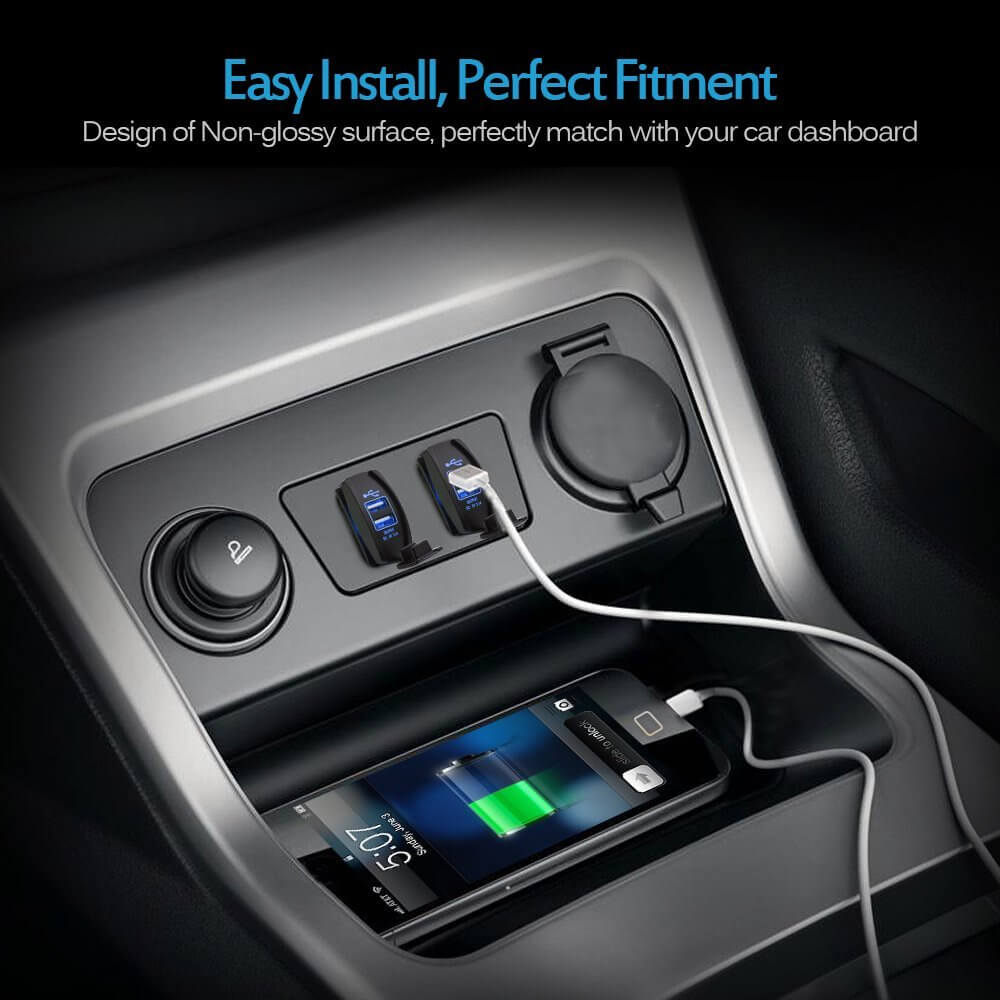 Universal Rocker Style Car USB Charger with Blue/Green/Red LED Light Dual USB Power Socket for Rocker Switch Panel