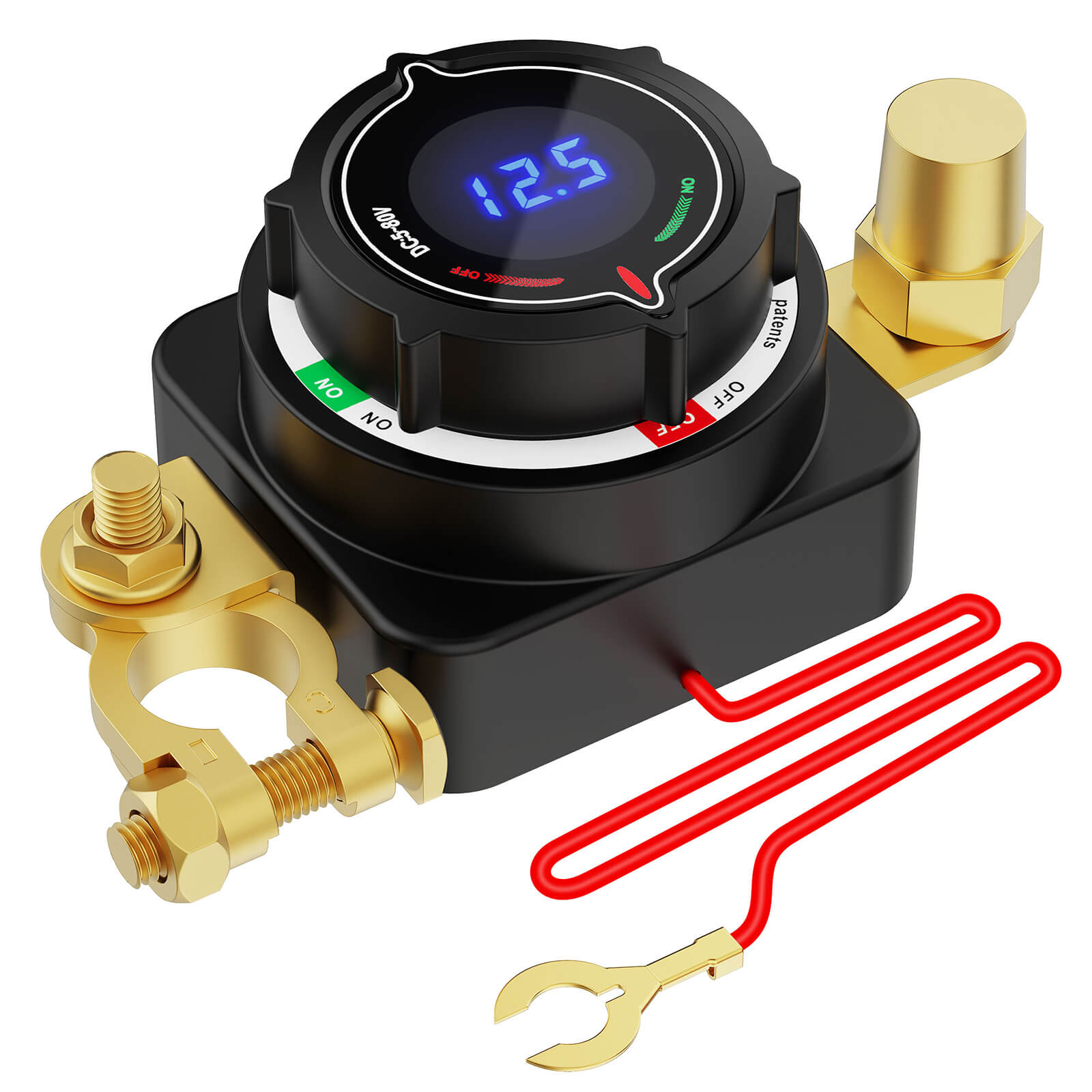 Battery Disconnect Switch with Voltmeter, DC 5-80V Master Isolator On Off Kill Switch Power Cut/Shut Off Switch