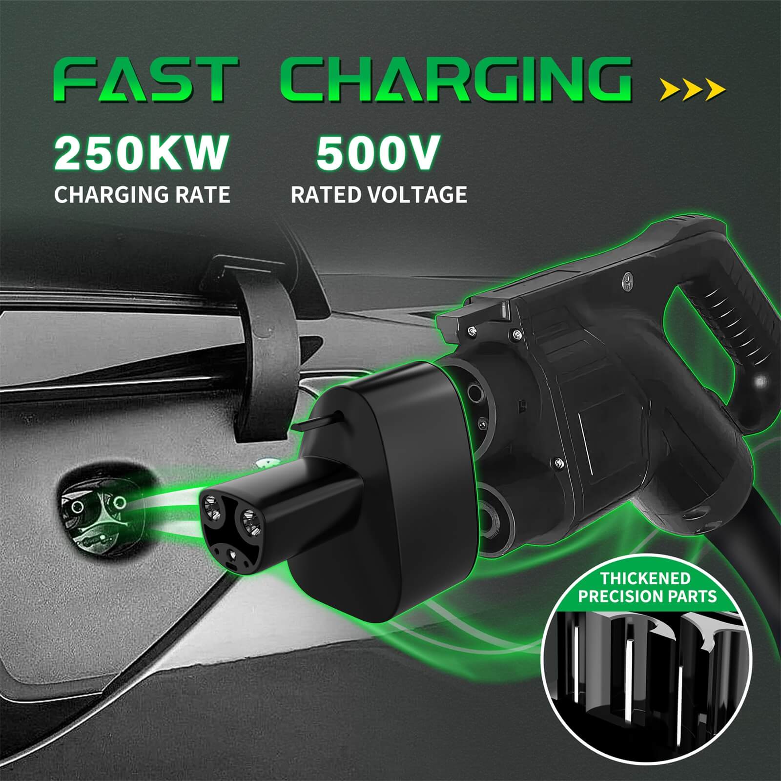 CCS Charger Adapter Compatible with Tesla Model 3,Y, S and X - 250KW DC Fast Charging