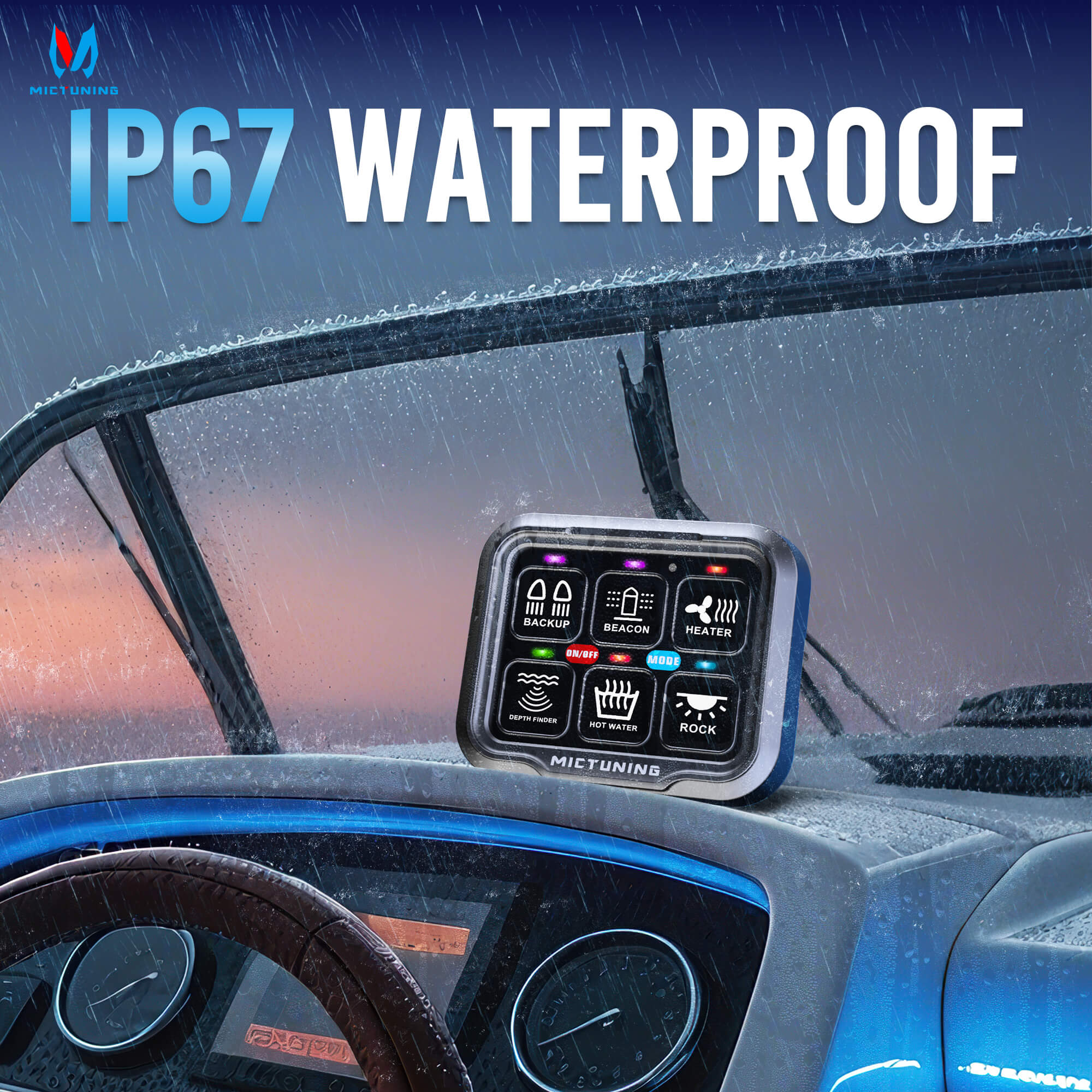 MICTUNING P8-Ultra 6/8 Gang RGB Switch Panel, Upgraded IP67, Larger & Tactile Switches