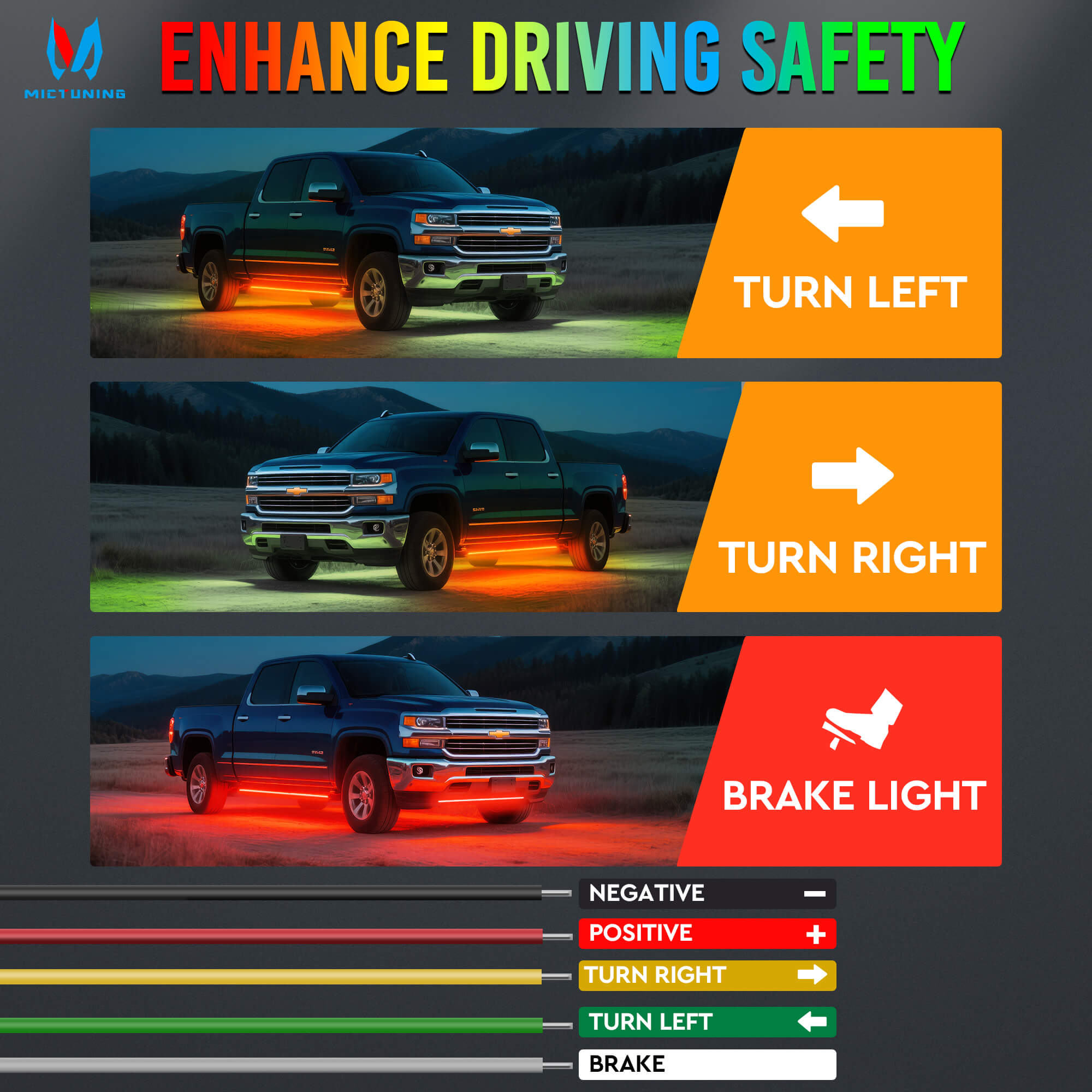 RGB Car Underglow Neon Accent Strip Lights, APP & Remote Control, Sound Active Function, Music Mode(2x35″+2x47″/4x35″+2x47″ )