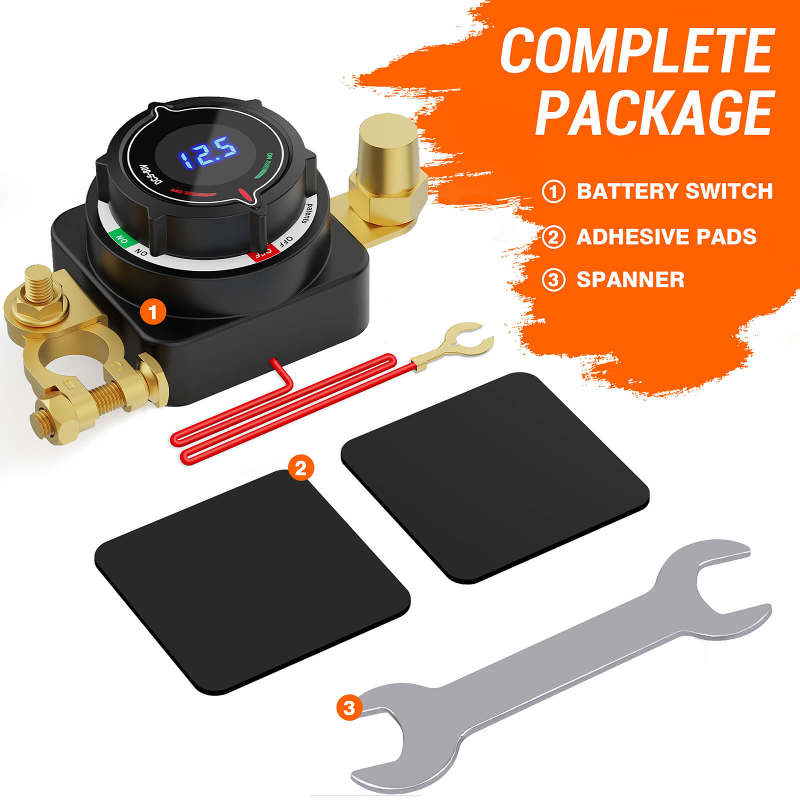 Battery Disconnect Switch with Voltmeter, DC 5-80V Master Isolator On Off Kill Switch Power Cut/Shut Off Switch