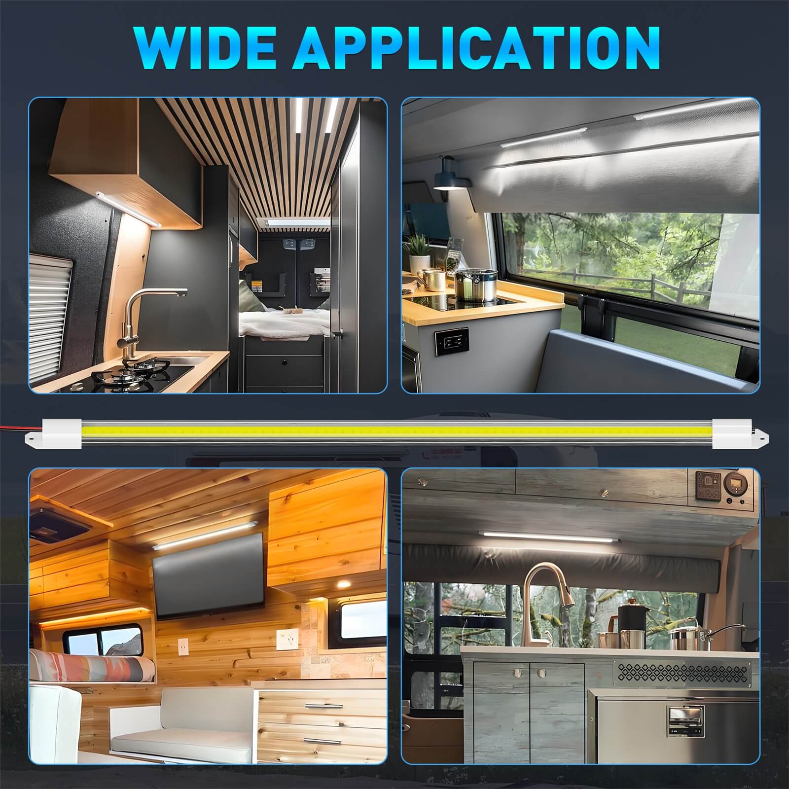 COB LED Interior Light Bar 4pcs, 6000K Strip Lights with ON/Off Switch, for Enclosed Cargo Trailer Car RV