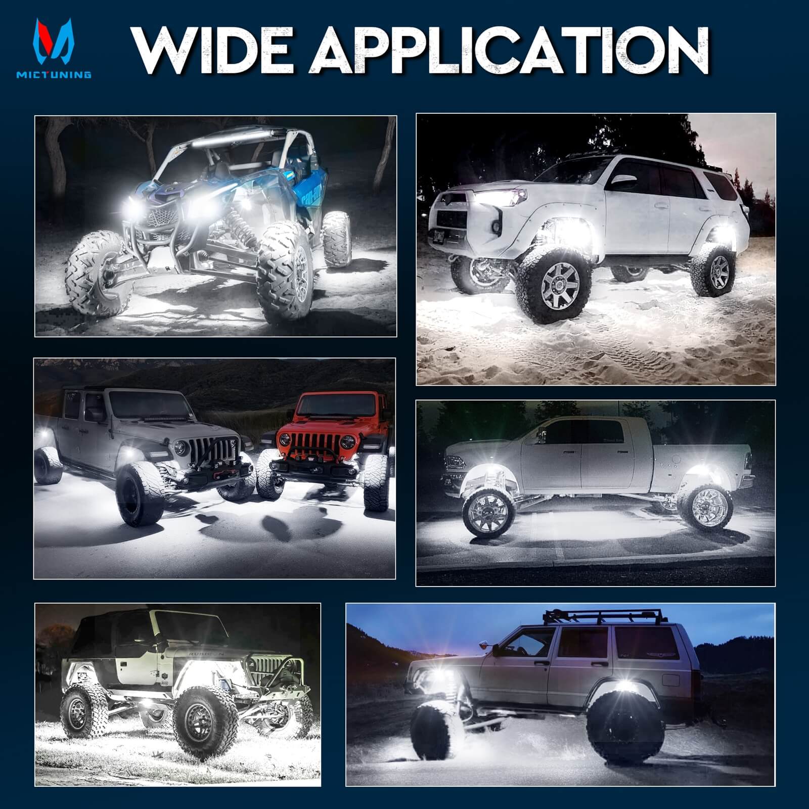 Q1 MAX White Rock Lights - 4-12 Pods Underglow Lights Compatible for Car Truck Offroad Boat, IP68 Waterproof