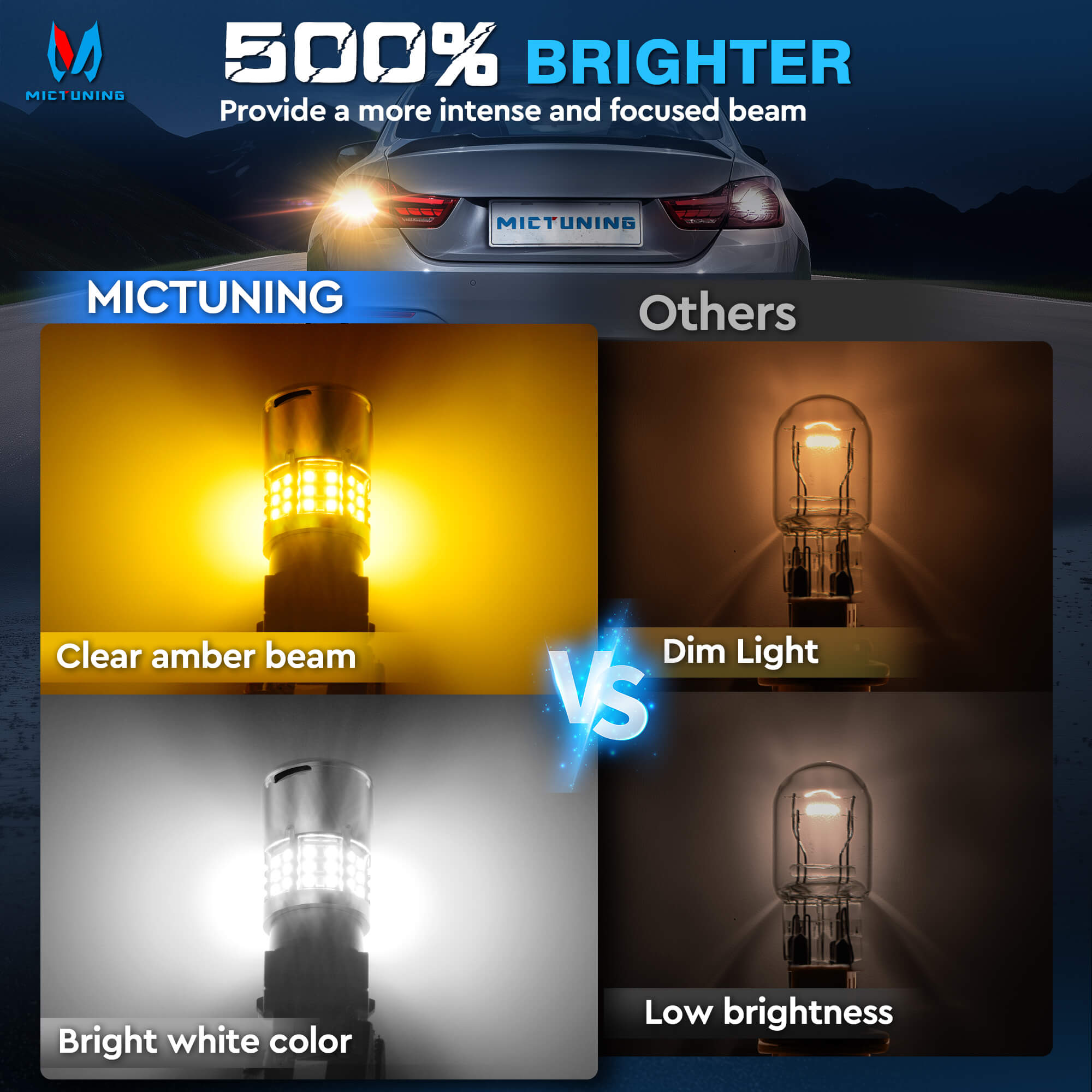 3156 3157 LED Bulbs LED Bulb Dual Color Amber White, 3056 3356 3057 Backup Light Bulbs Canbus Error Free for Reverse Tail DRL Turn Signal Light (Pack of 2)