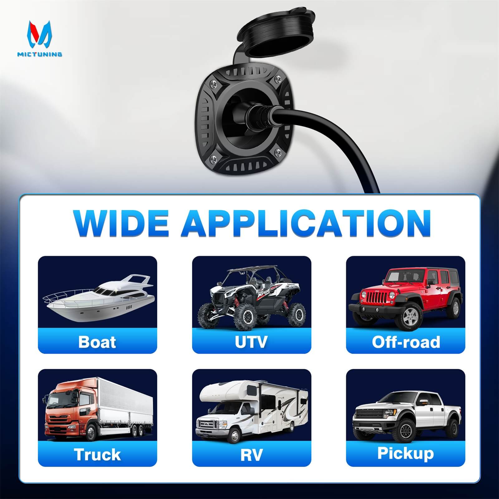 5-in-1 AC Port Plug 20A 125V, RV Shore Power Inlet Plug with T-Blade Adapter