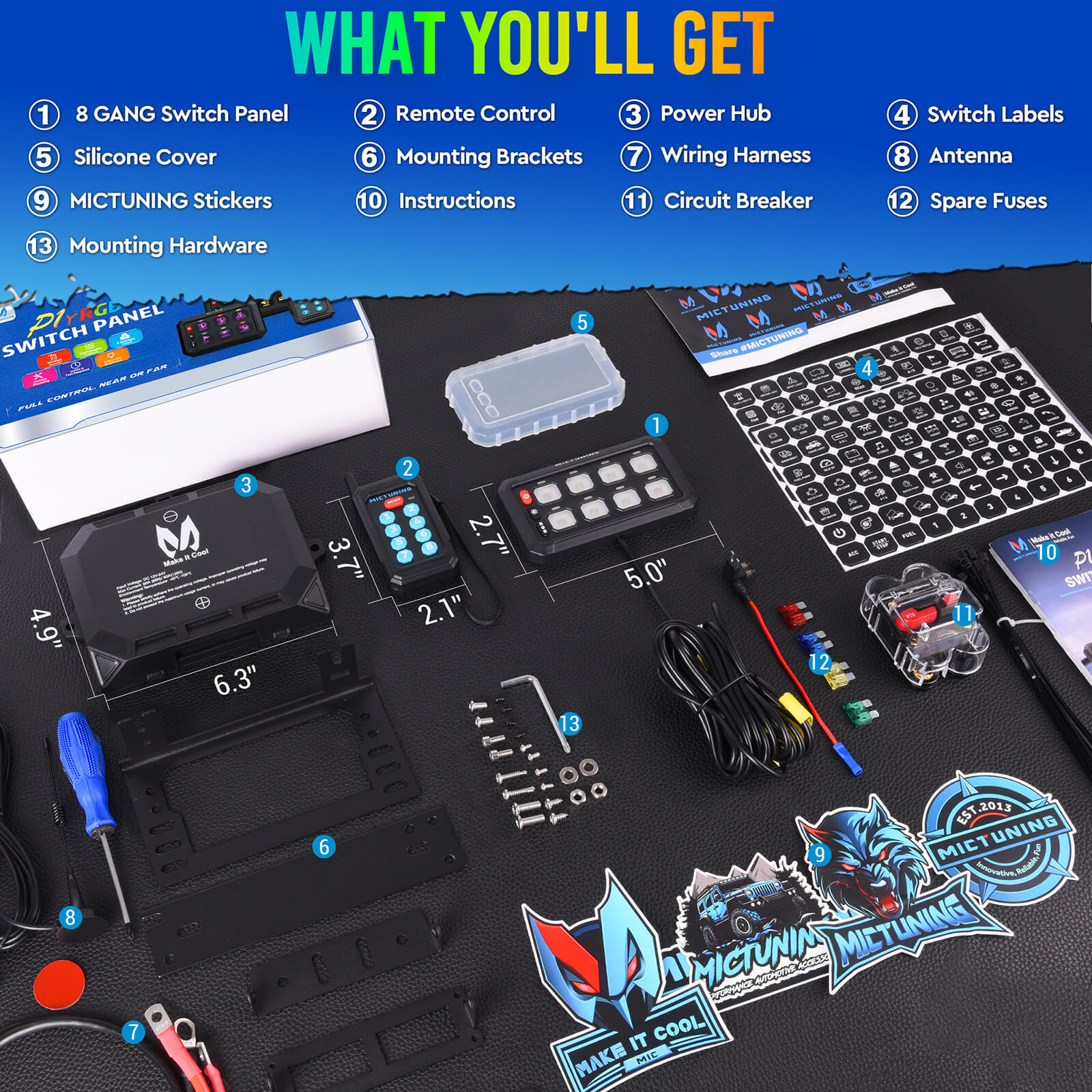 P1Y RGB Switch Panel with Remote Control Bundle with C2 RGBW LED Rock Lights Kit 8-16 Pods