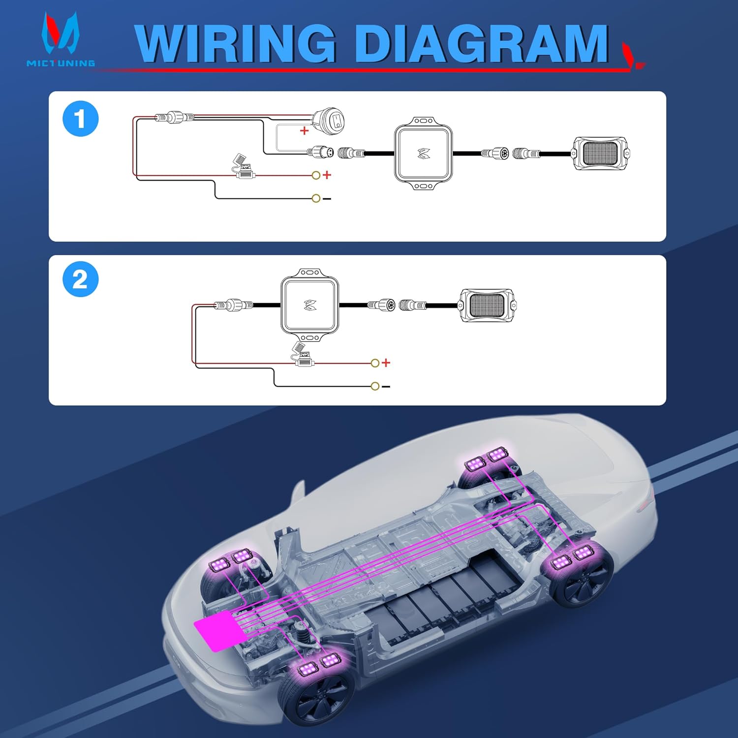 MS-W Slim Wireless Switch Panel Up to 208FT Range 6 Gang/8 Gang Bundle with C2 Curved RGBW LED Rock Lights - 4-16 Pods