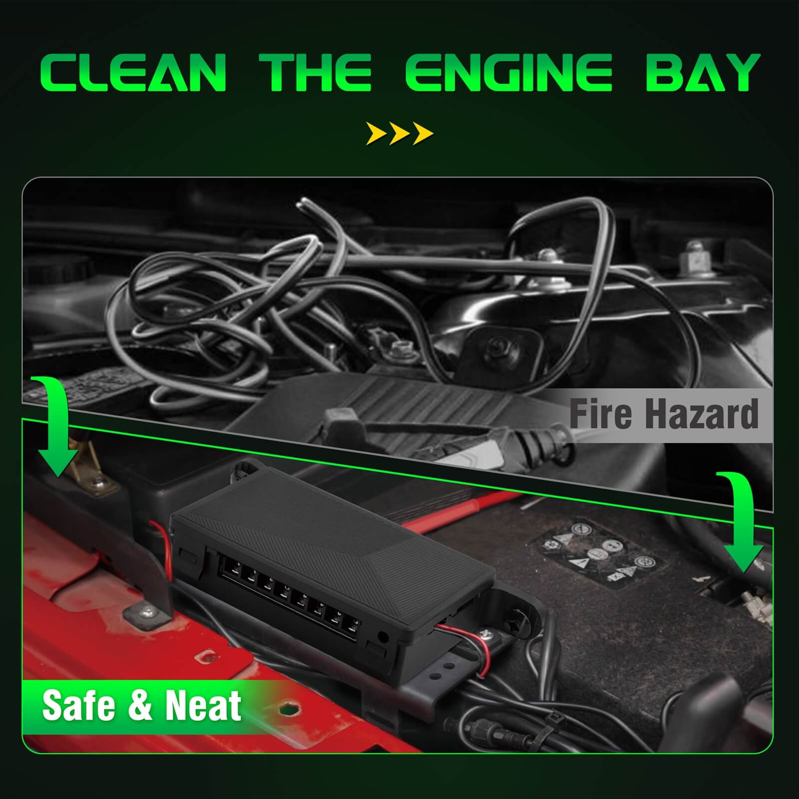 BC80 4-Gang Power Hub Specially For BC80 Wireless Switch Panel, 164FT Range Auxiliary ON-OFF Relay Circuit Control Box