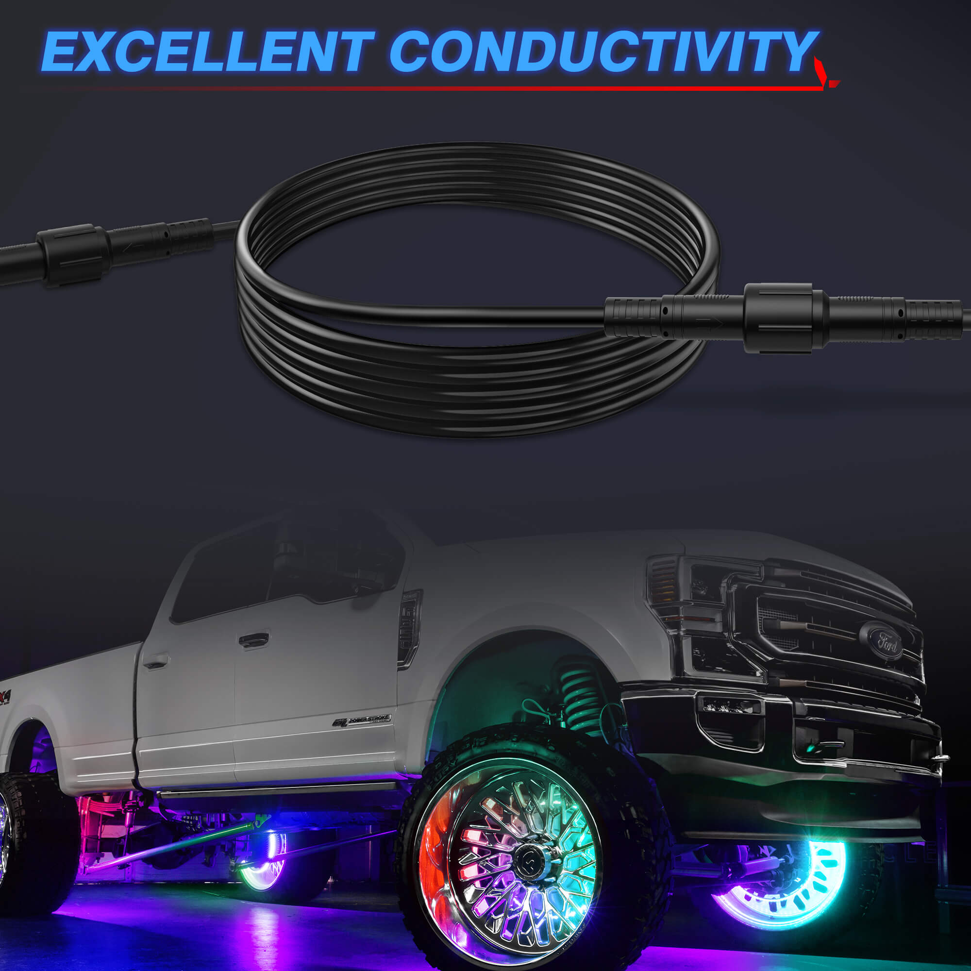 6.56FT 3-Pin Extension Cord Wire Cable for RGB+IC C2, Q1, V1, W1 Series Lights, P1B Switch Panel and Mictuning Whip Lights(Except for Whipless Whip Lights)