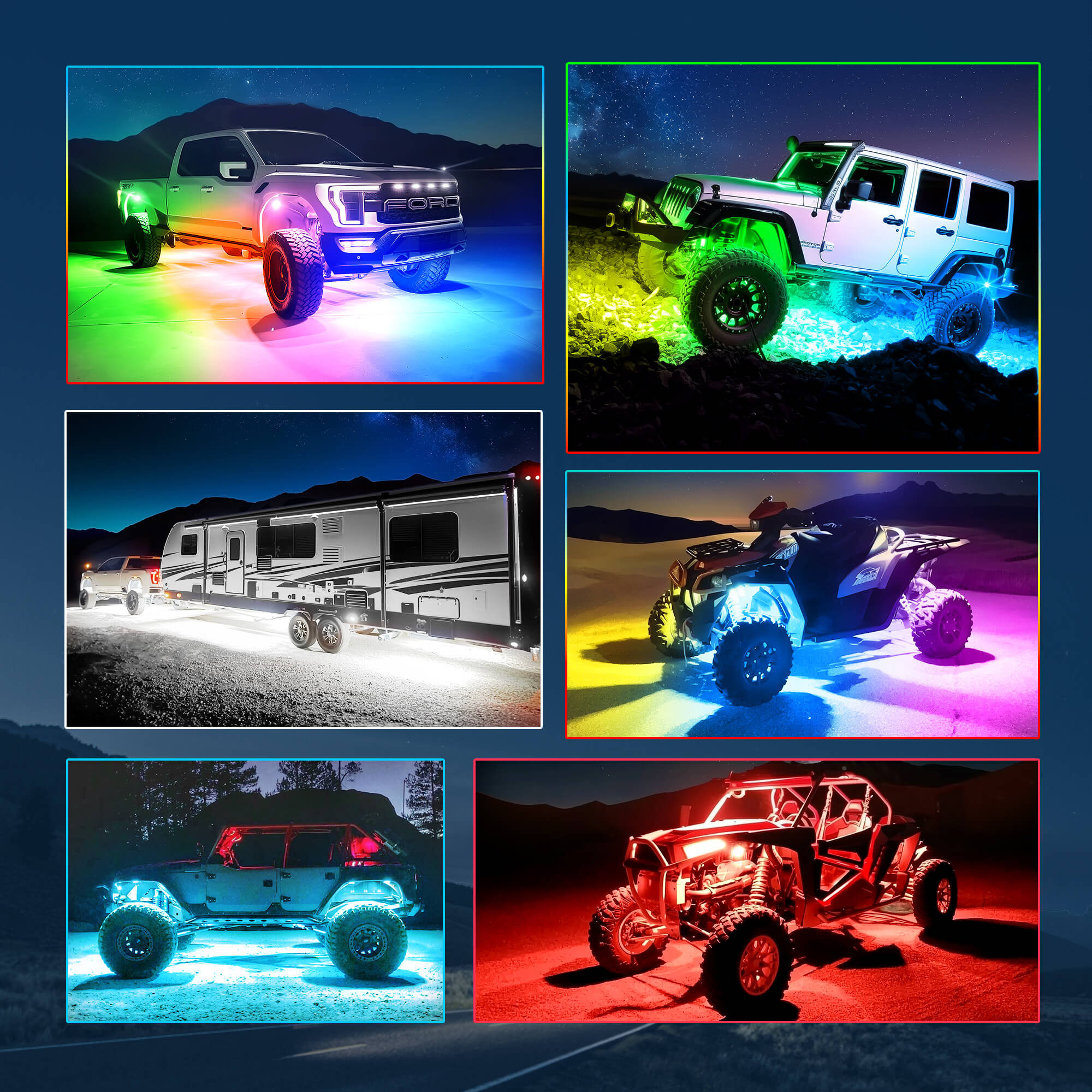 C2 Max RGB+IC Chasing Color Rock Lights Kit, 8-24 Pods, IP68 Waterproof, White Housing