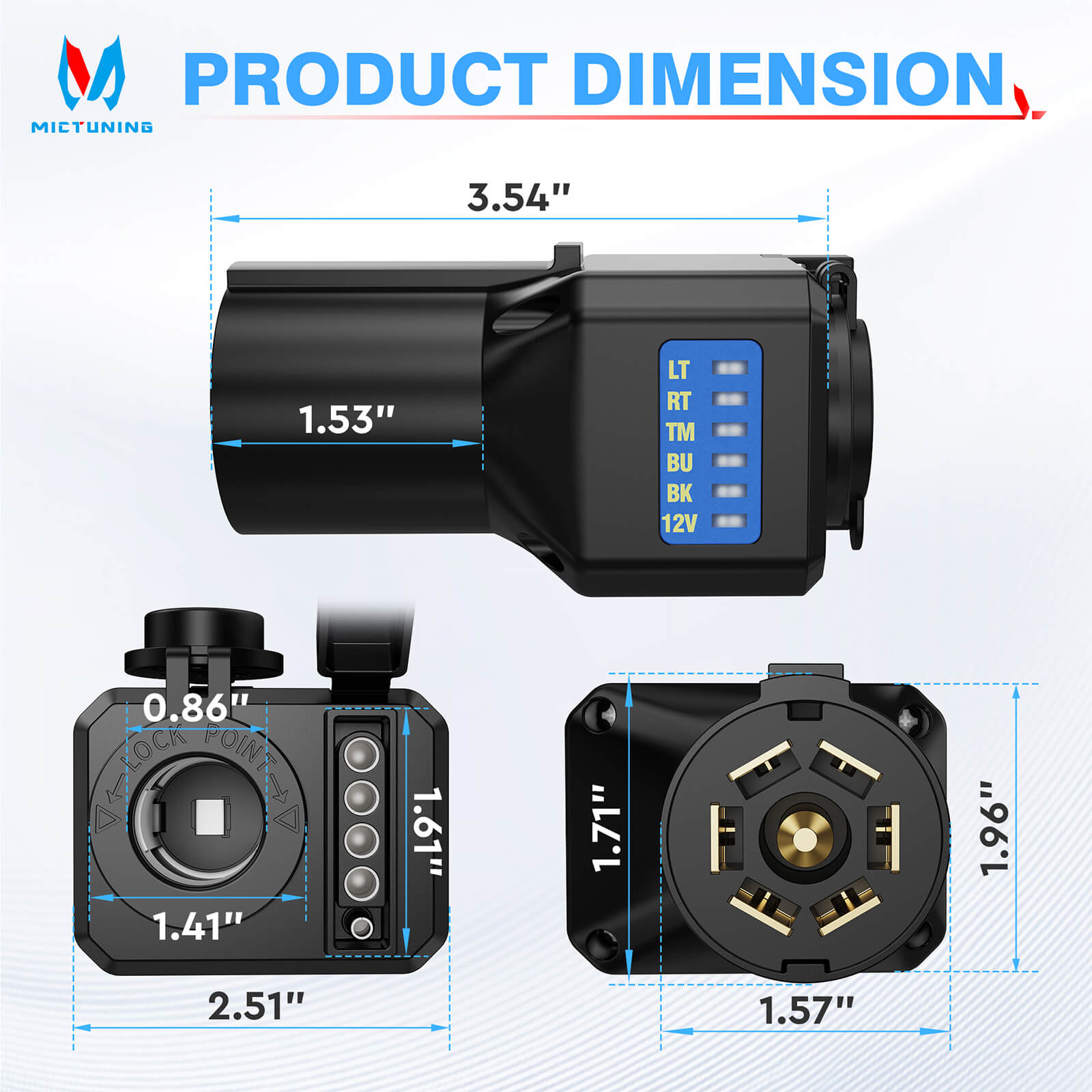 7 Way to 4 and 5 Way Trailer Light Adapter, 7 Pin RV Blade to 4/5 Pin Flat 12V Power Adapter with LED Circuit Tester