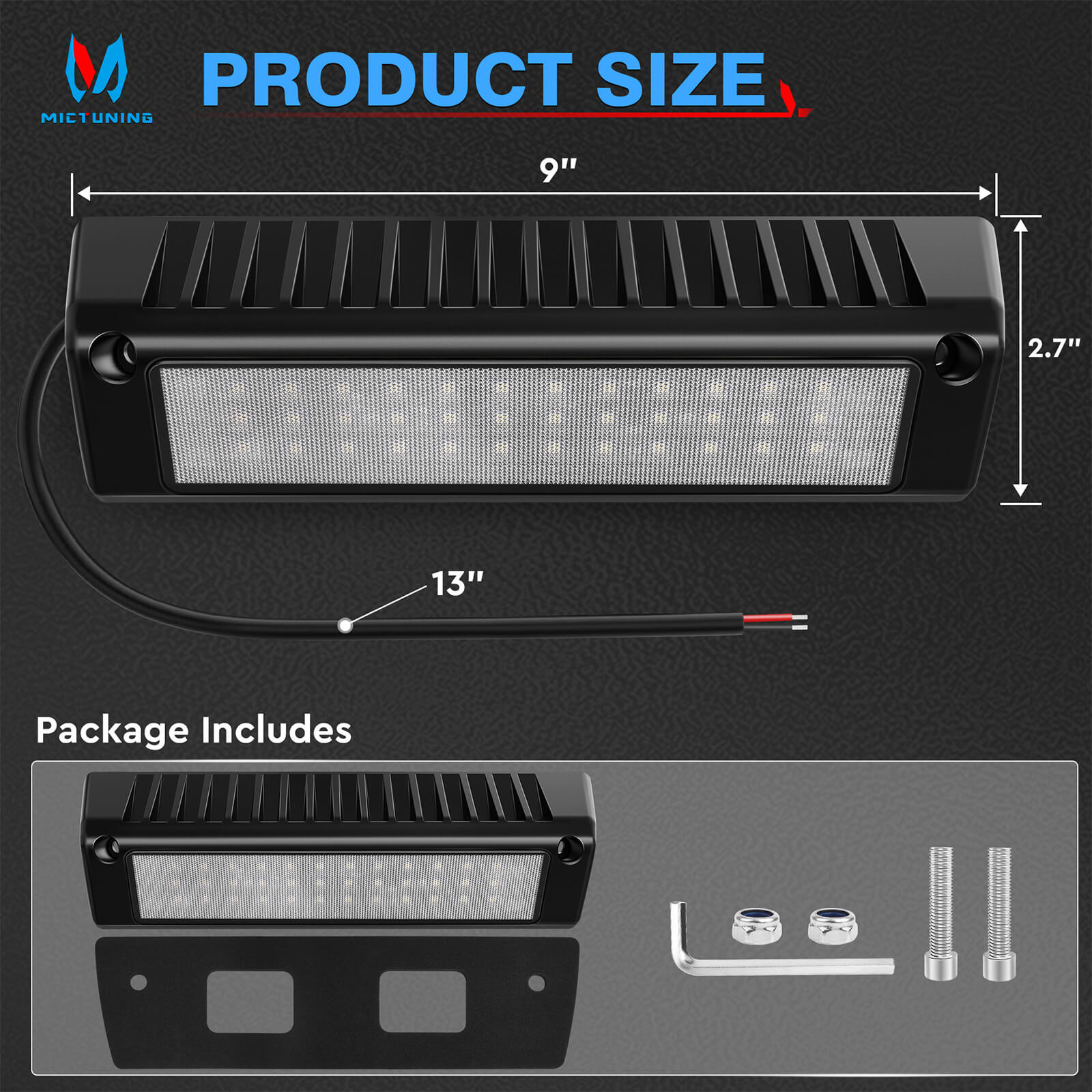 Upgraded RV Porch Light 9"/13" 54W LED Exterior Utility Awning Light 2000LM 6000K, Aluminum Housing IP67 Waterproof