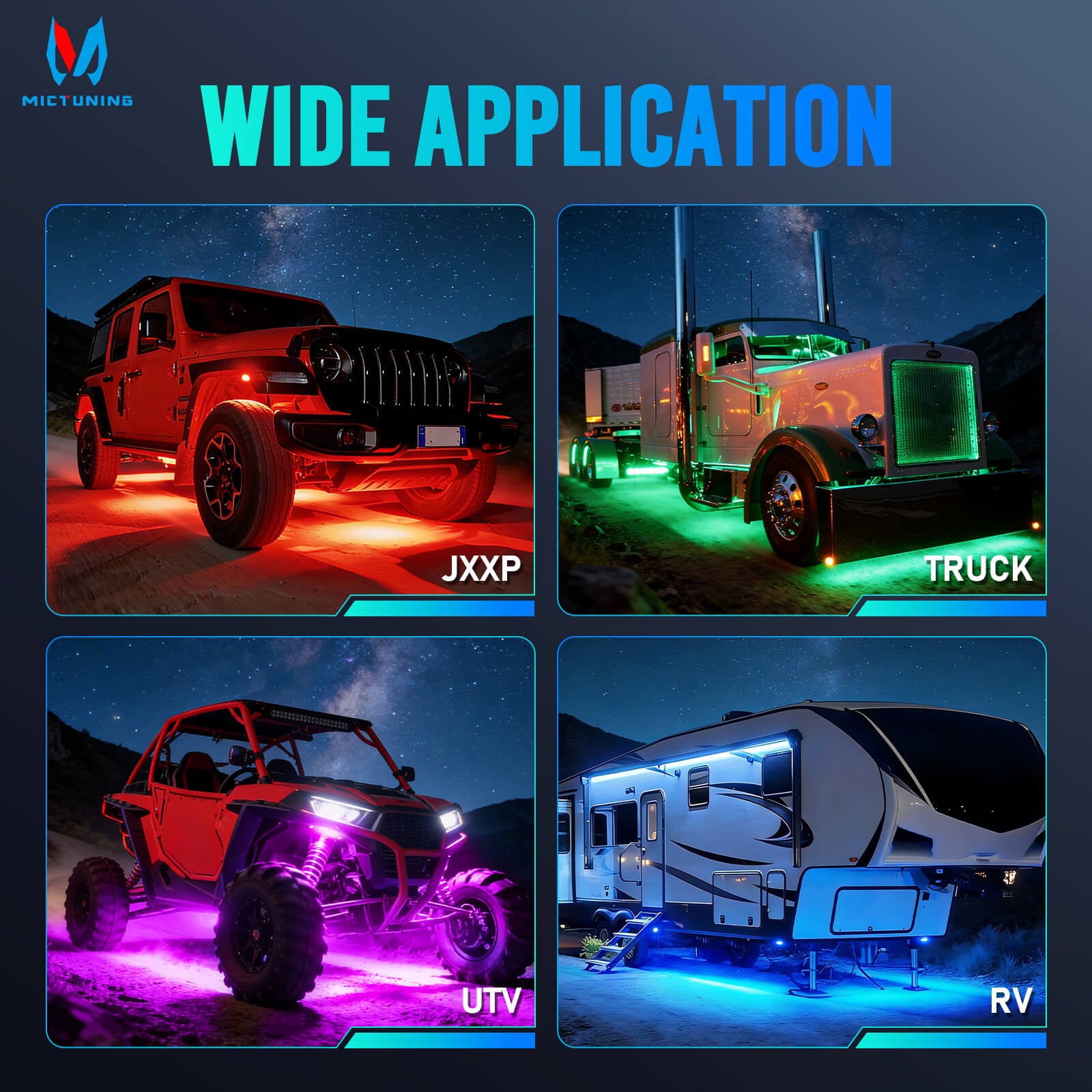 Q1 RGBW LED Rock Lights - 4-16 Pods Neon LED Light Kit, APP + Remote Control