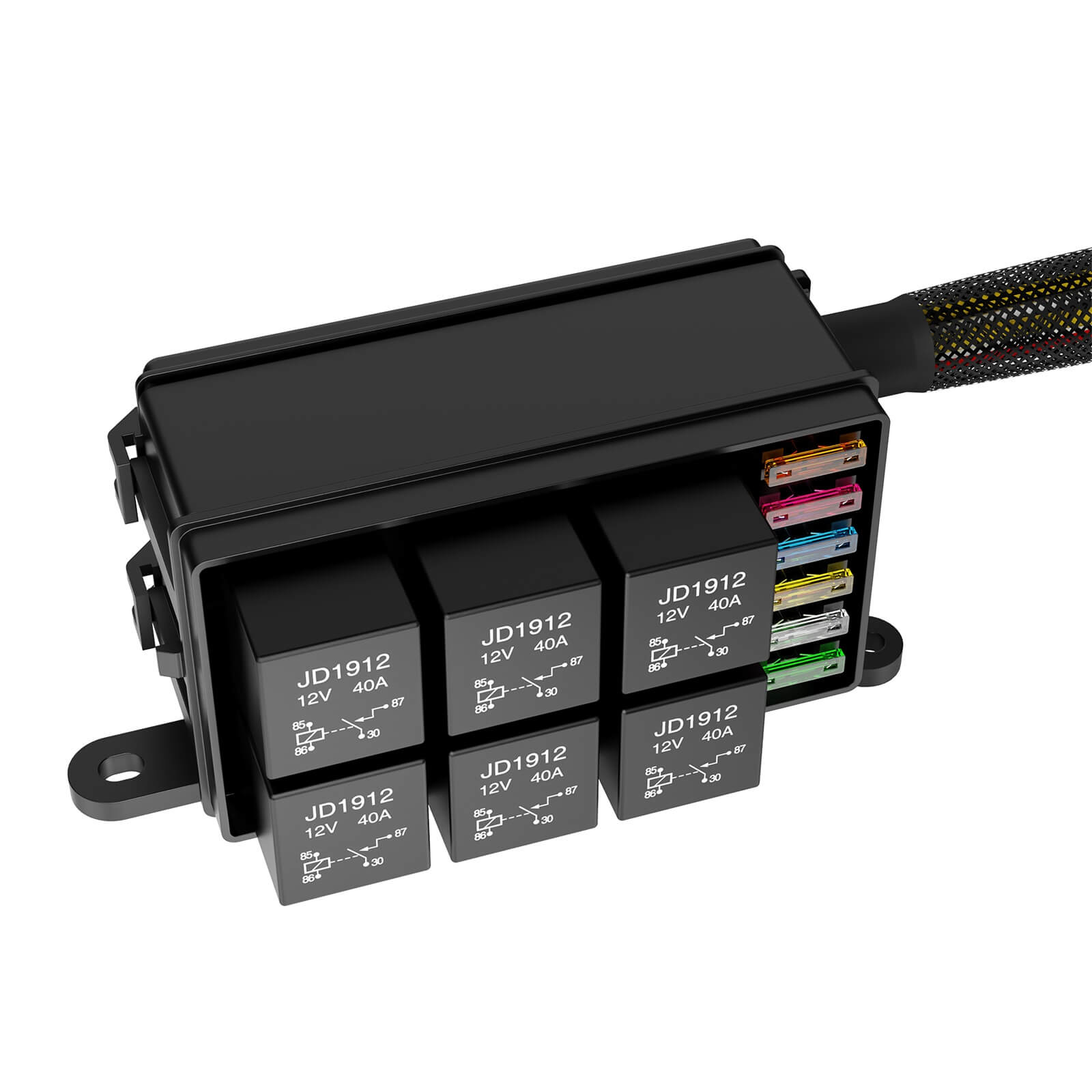 12V Fuse Relay Box 6 Way Pre-Wired Waterproof Relay Box 6 Slot ATC/ATO Fuse Relay Block Universal Relay Panel
