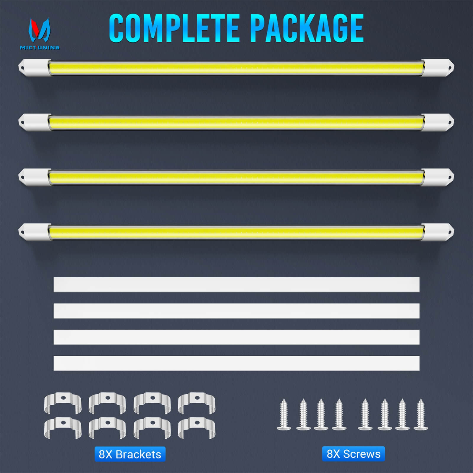 COB LED Interior Light Bar 4pcs, 6000K Strip Lights with ON/Off Switch, for Enclosed Cargo Trailer Car RV