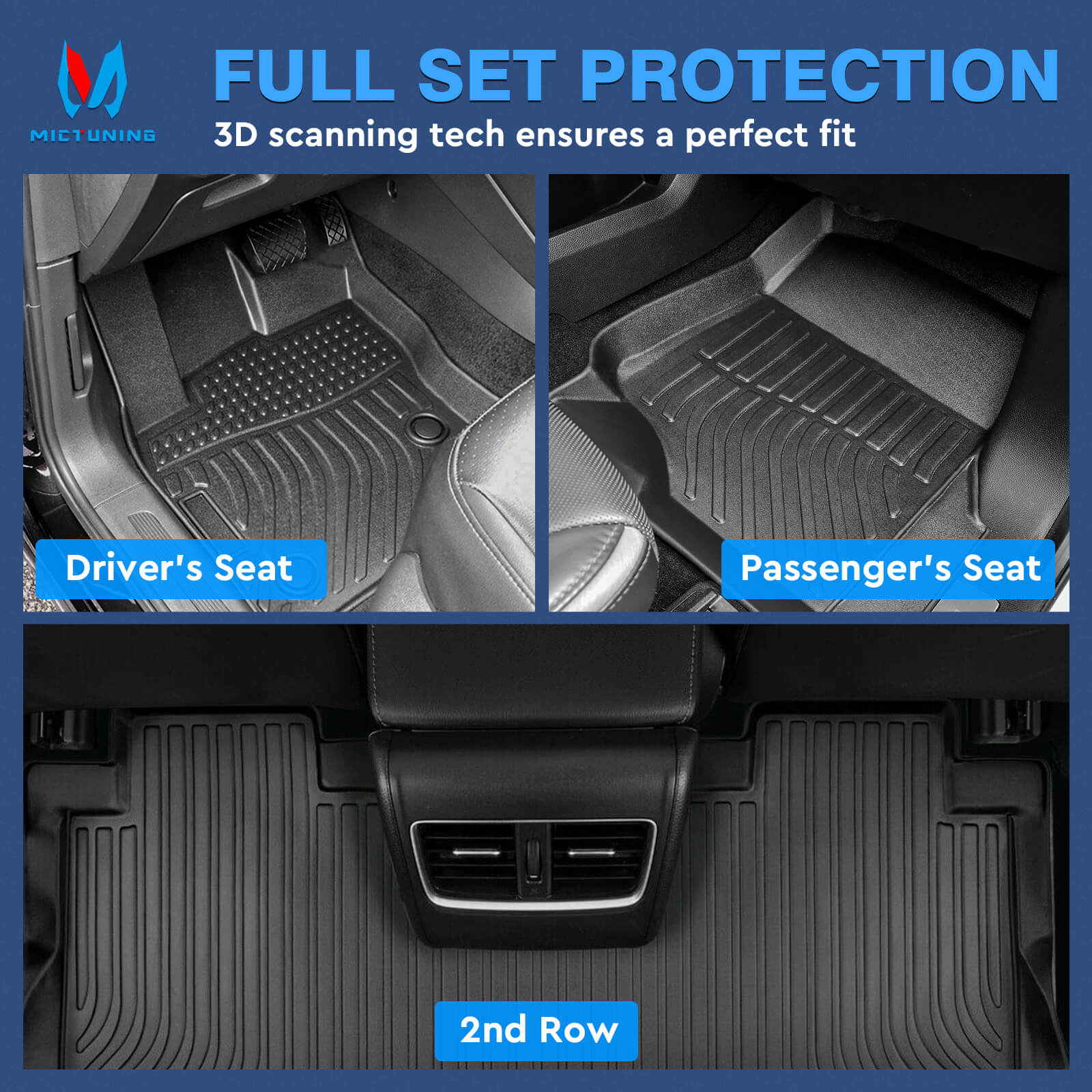 Ford F-150 SuperCrew Cab 2015-2022 Floor Mats, 1st & 2nd Row Liner Set Custom Fit