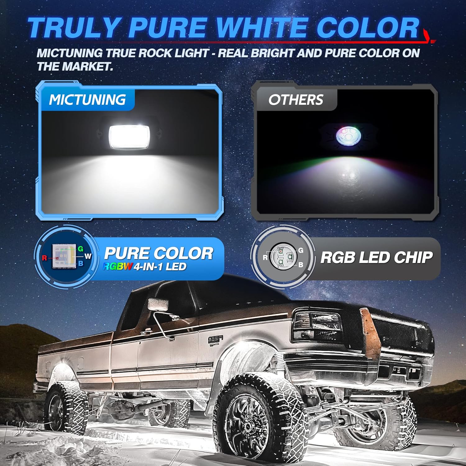 Q1 RGBW LED Rock Lights - 4-16 Pods Neon LED Light Kit, APP + Remote Control