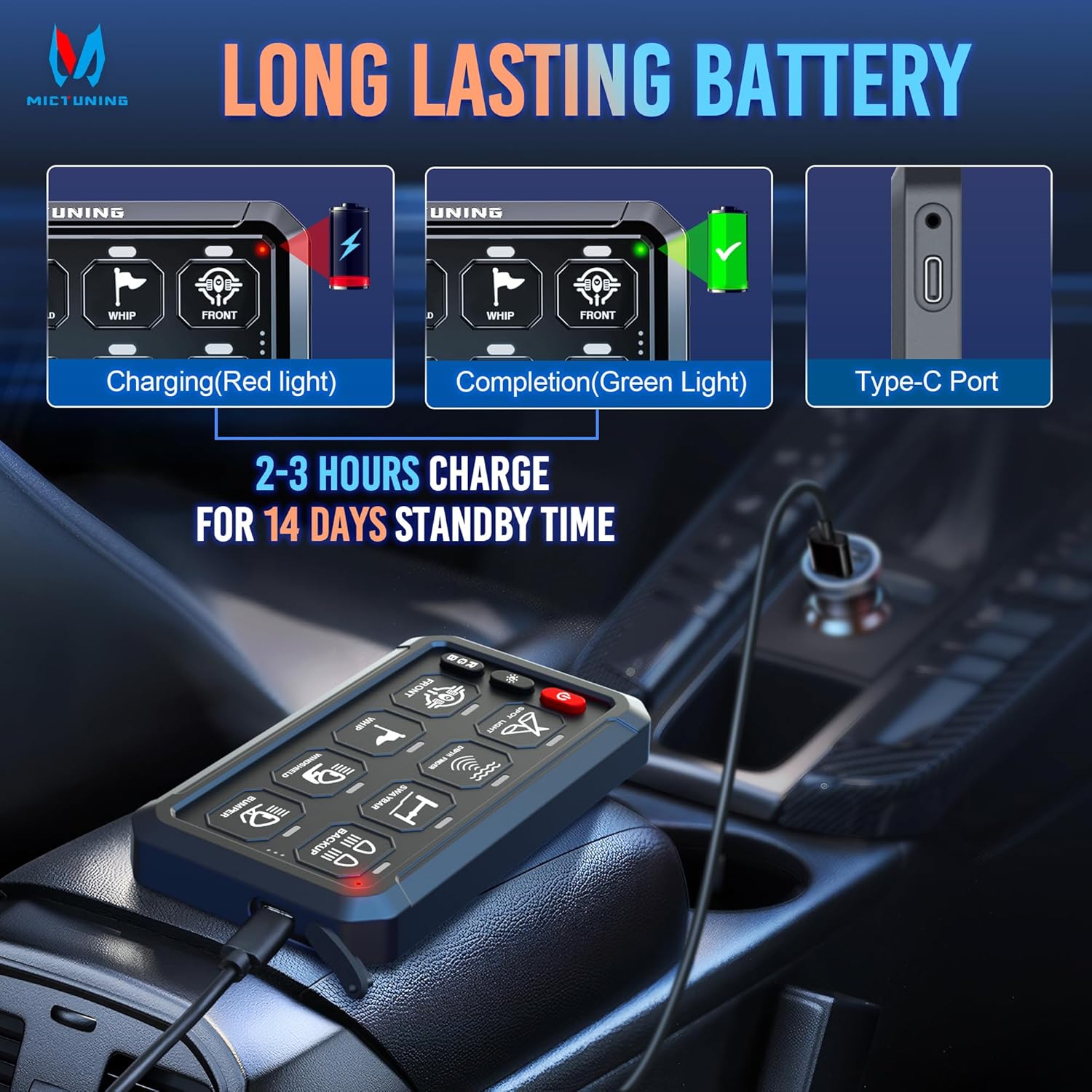 MICTUNING P1s-AC Wireless Cordless RGB Switch Panel 8/12 Gang, Up to 165FT/265FT Range, Aluminum Multifunction Removable Panel