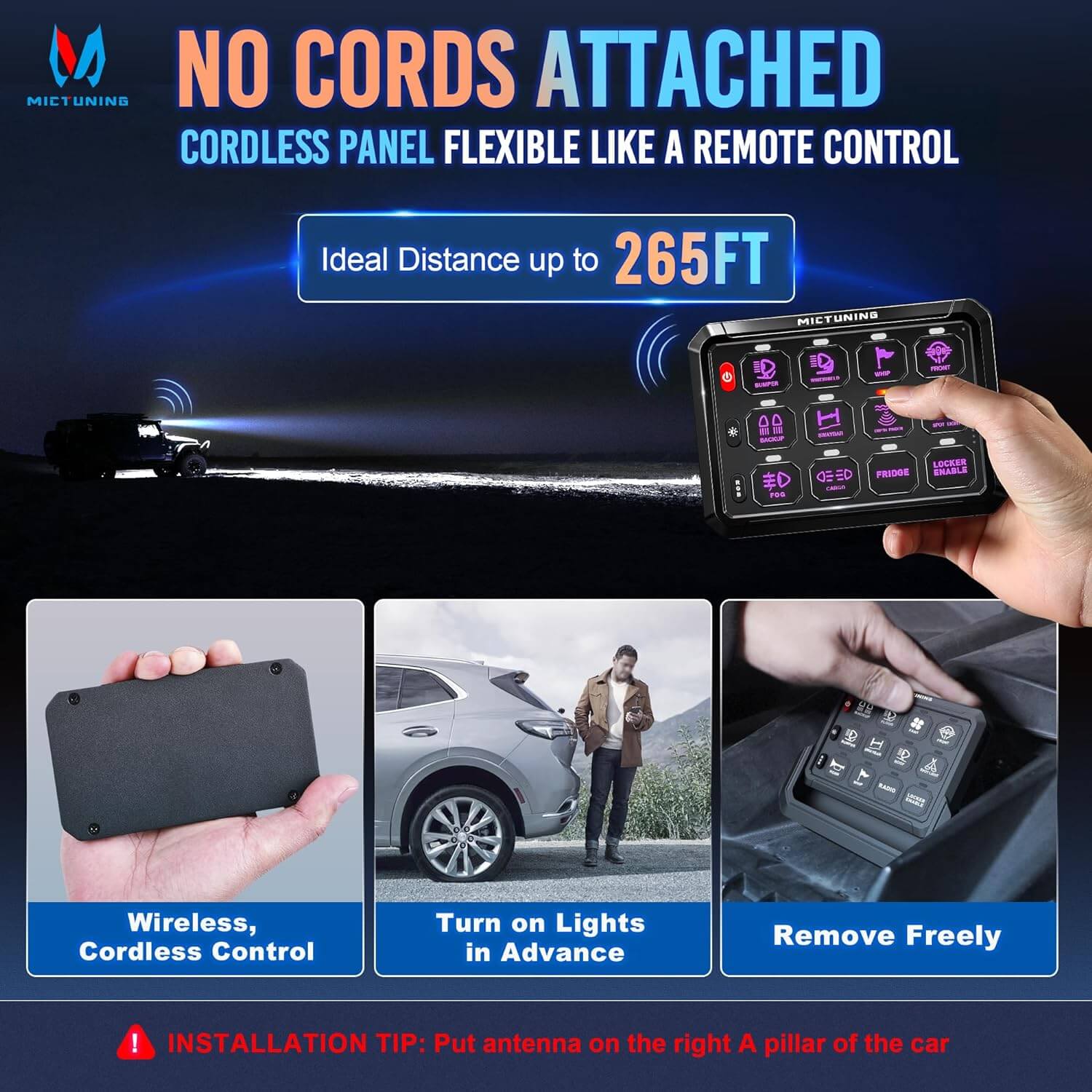 J1 RGB+IC 7″ Anti-glare LED Headlights 2pcs Bundle with P1s-AC Wireless Switch Panel 8/12 Gang