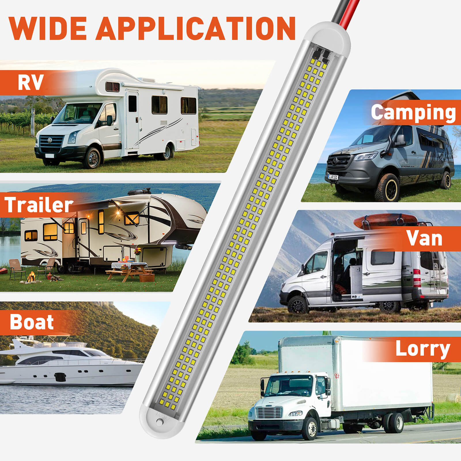 12V LED Interior Light Bar, 120LEDs 28W Led Strip Lights with ON/Off Switch, for Enclosed Cargo Trailer Car RV Van Truck (4 Pack)
