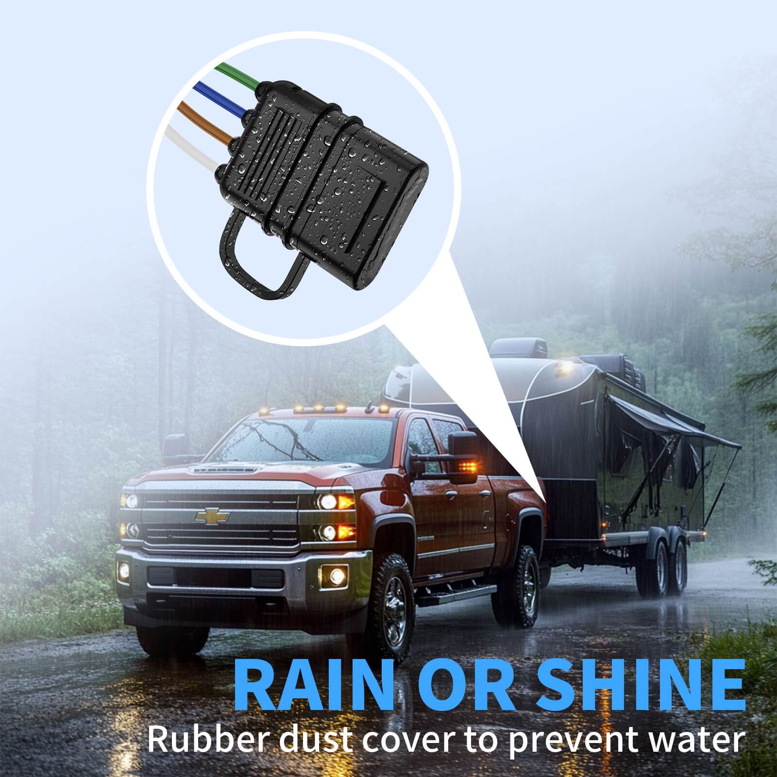 4 Pin Flat Trailer Extension Cable 12 inch, 16 AWG Pure Copper Wire Vehicle-Side and Trailer-Side 4 Way Connector