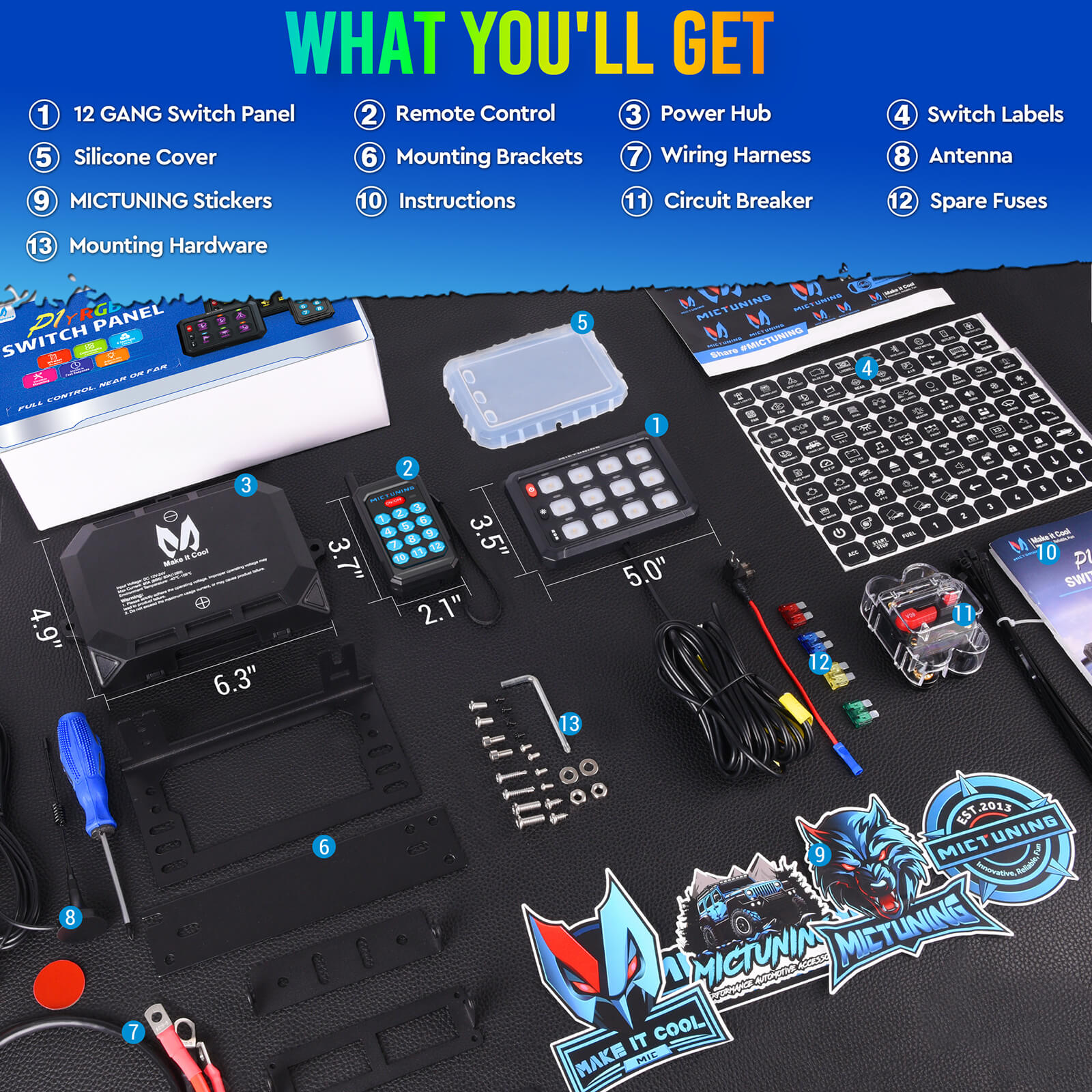 P1Y RGB Switch Panel with Remote Control Bundle with C2 RGBW LED Rock Lights Kit 8-16 Pods